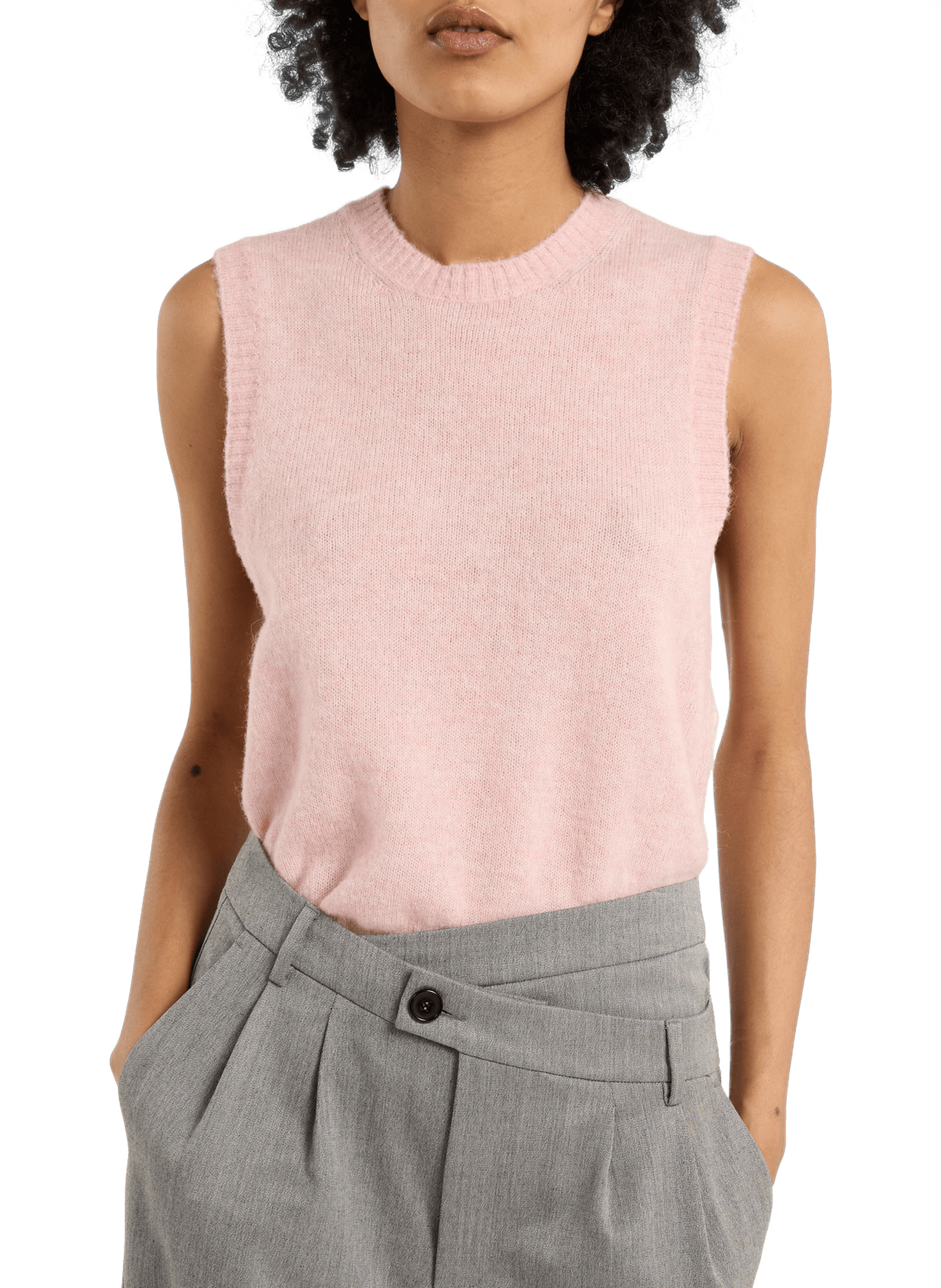 Pull sans manches en alpaga mélangé SAISON 1865 Rose