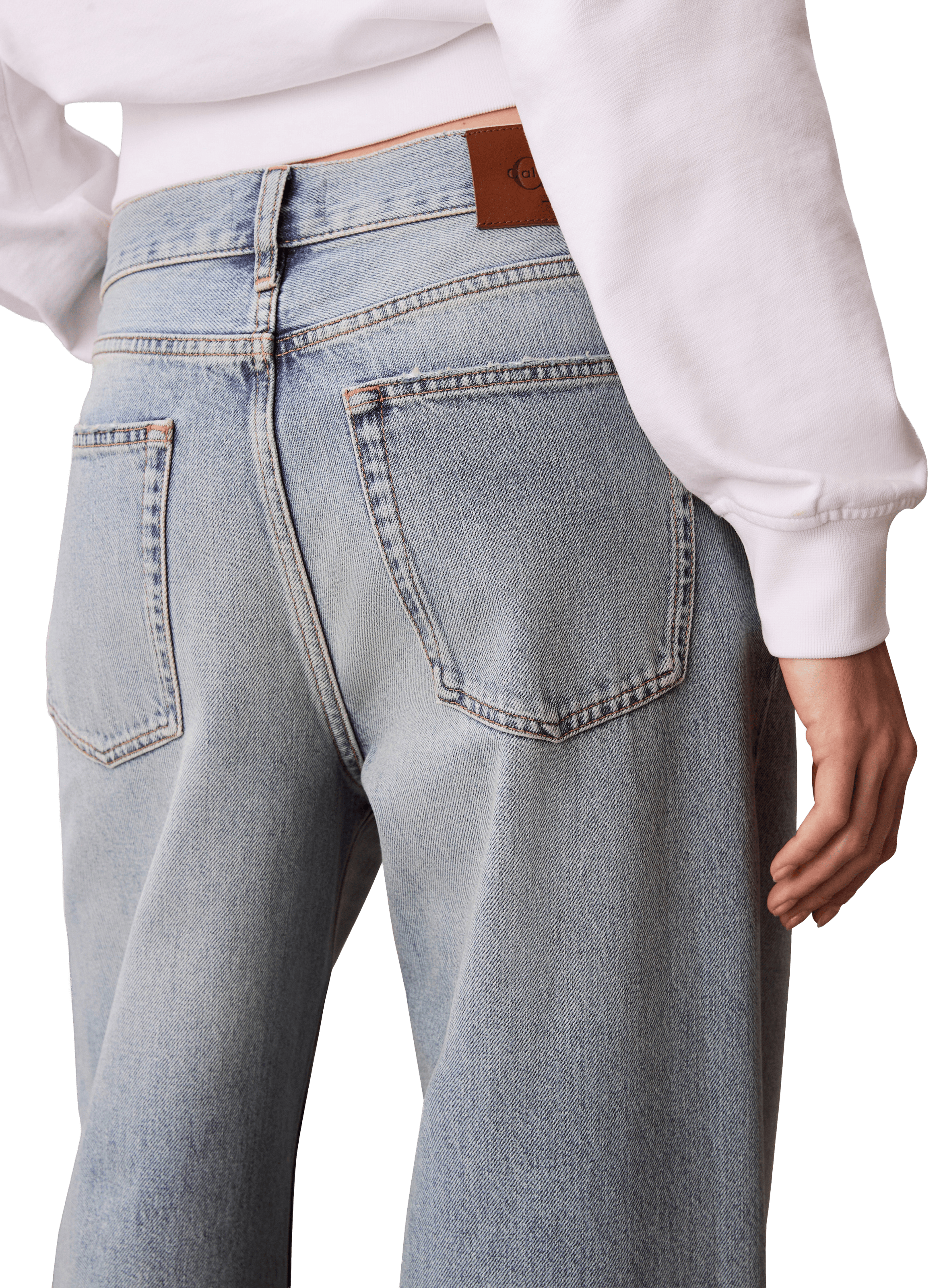 Jean ample délavé en coton CALVIN KLEIN Bleu