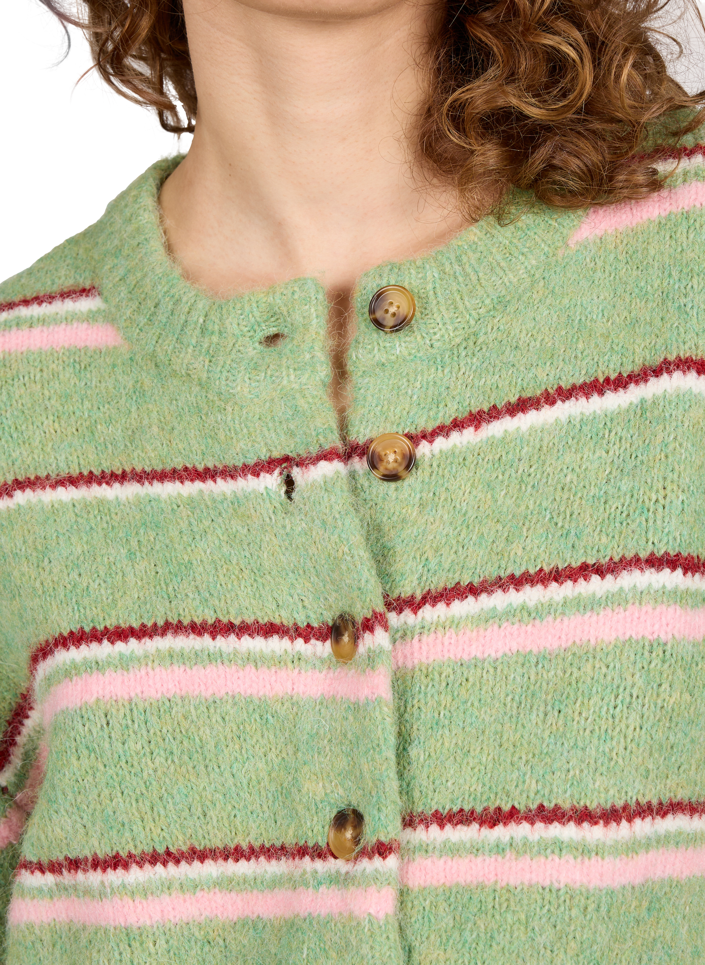 Cardigan boutonné à rayures TOPSHOP Vert