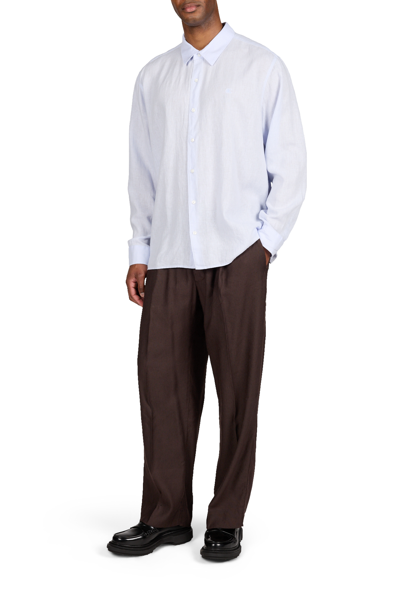 Straight shirt in mixed linen CALVIN KLEIN Blue