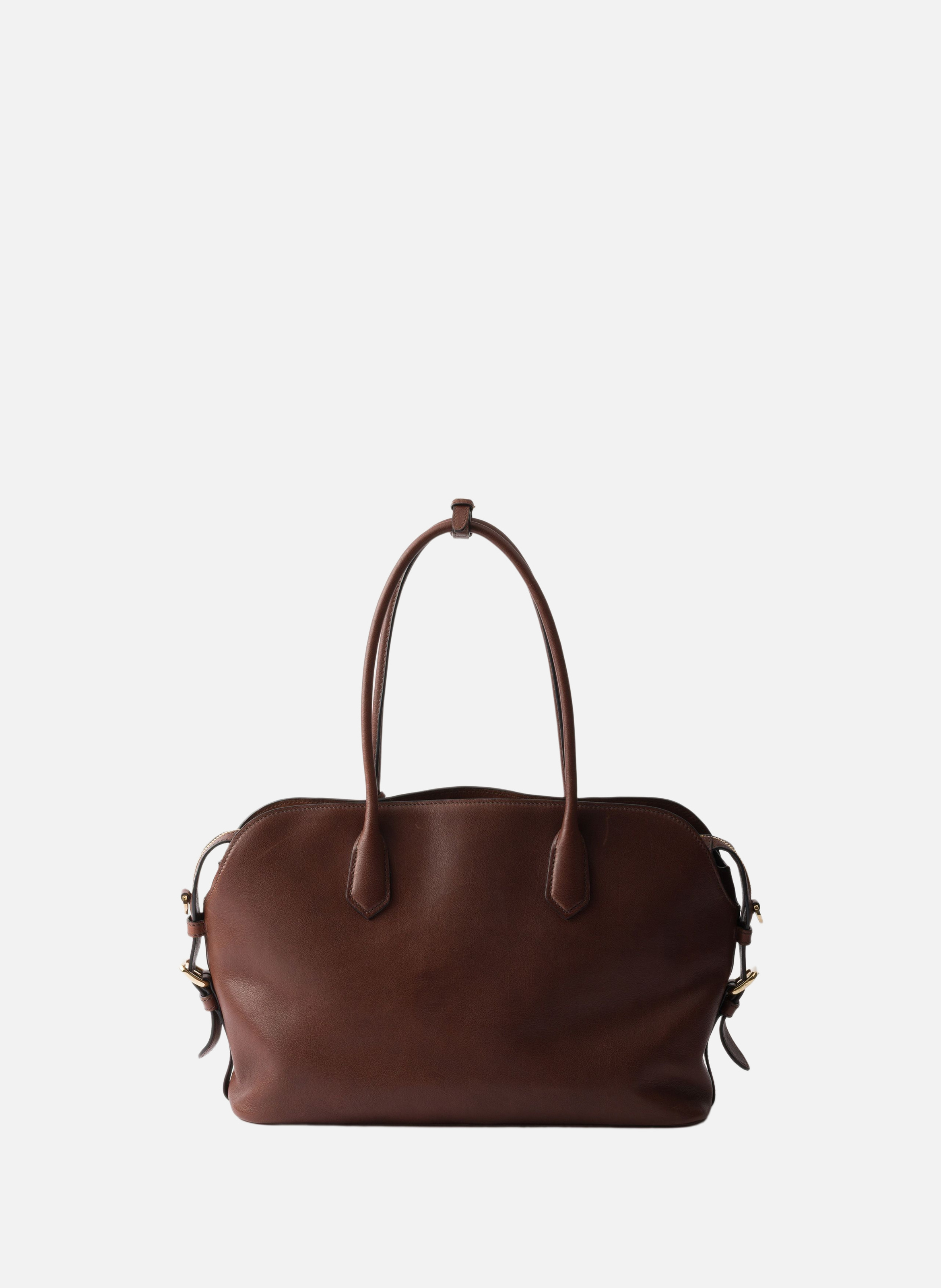 Grand cabas en cuir PRADA Marron