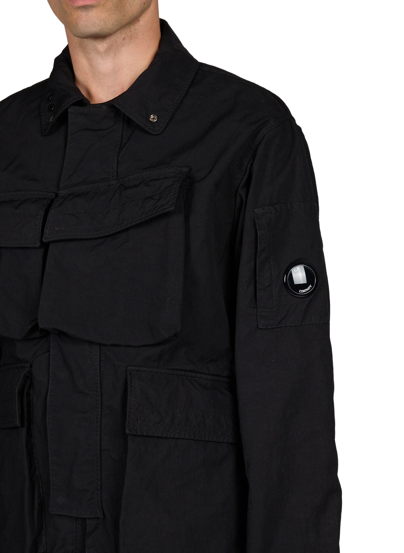 Veste droite multi poches à col montant CP COMPANY Noir
