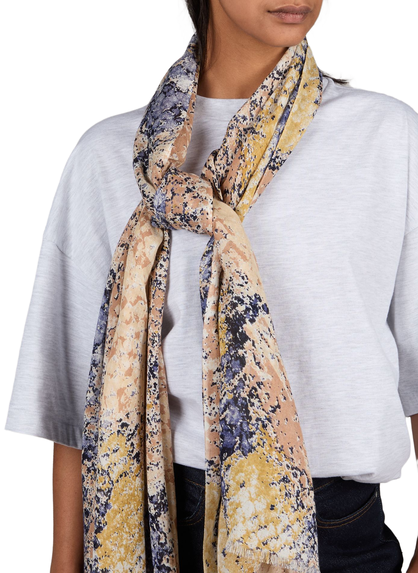 Printed cotton blend scarf AU PRINTEMPS PARIS Multicolour