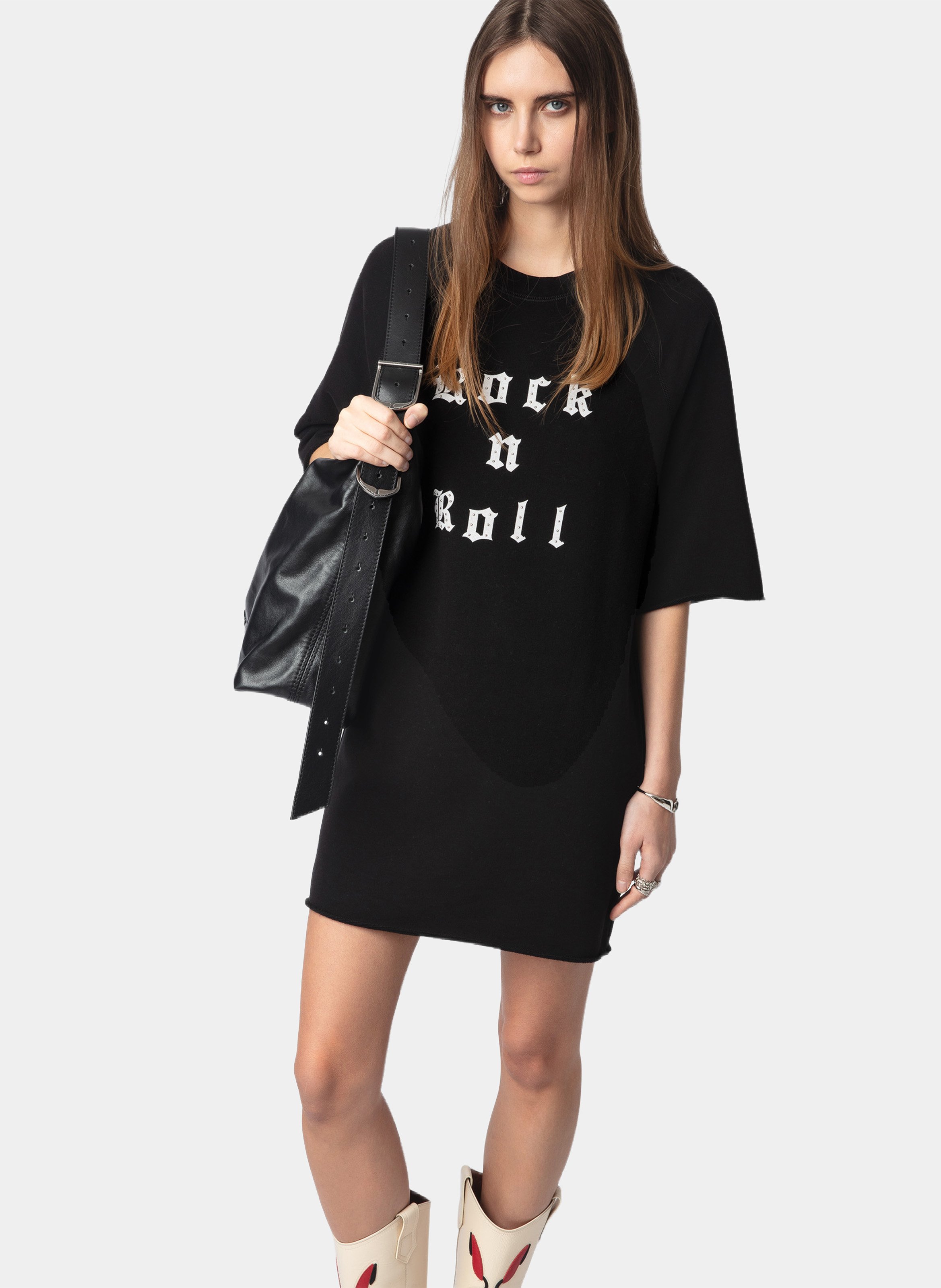 Kurzes T-Shirt-Kleid mit Aufschrift "Grace" ZADIG&VOLTAIRE Schwarz