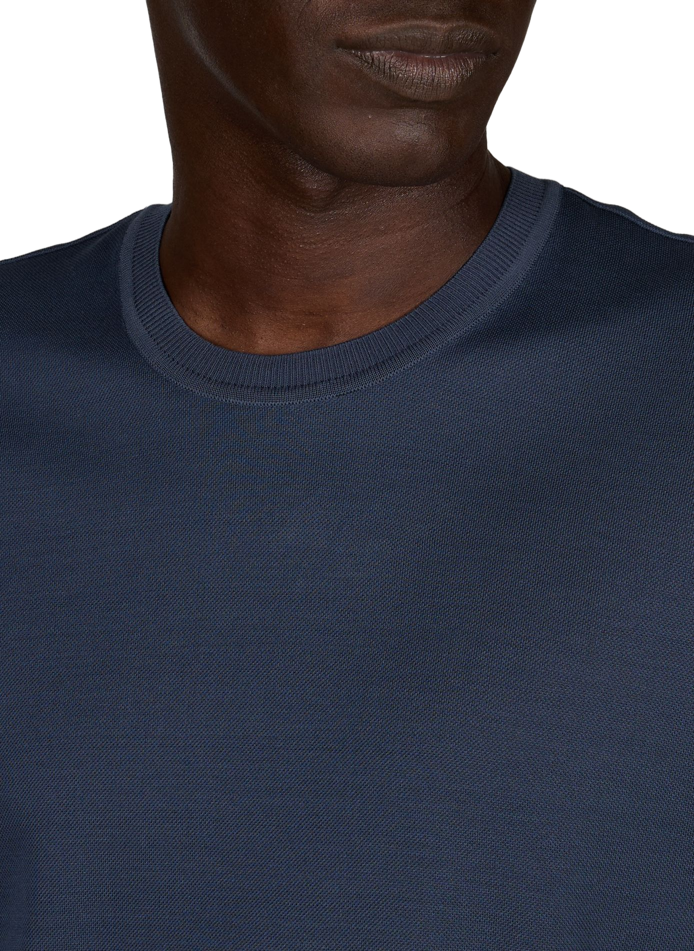 T-Shirt aus Baumwolle in einfarbigem geradem Schnitt ETON Blau