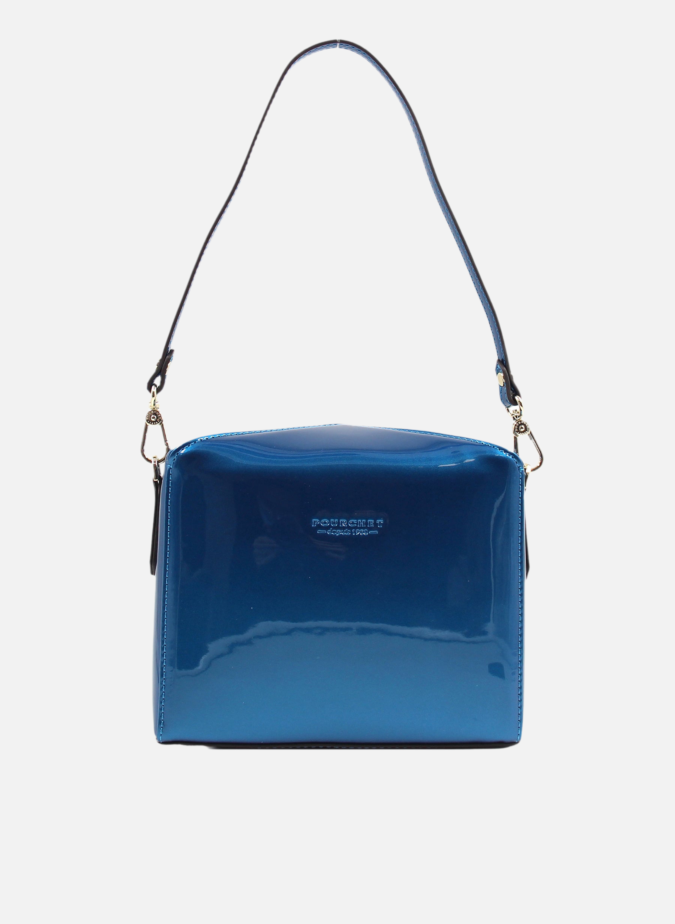 Cassetta vernis | sac porté épaule en cuir de vachette  Turquoise