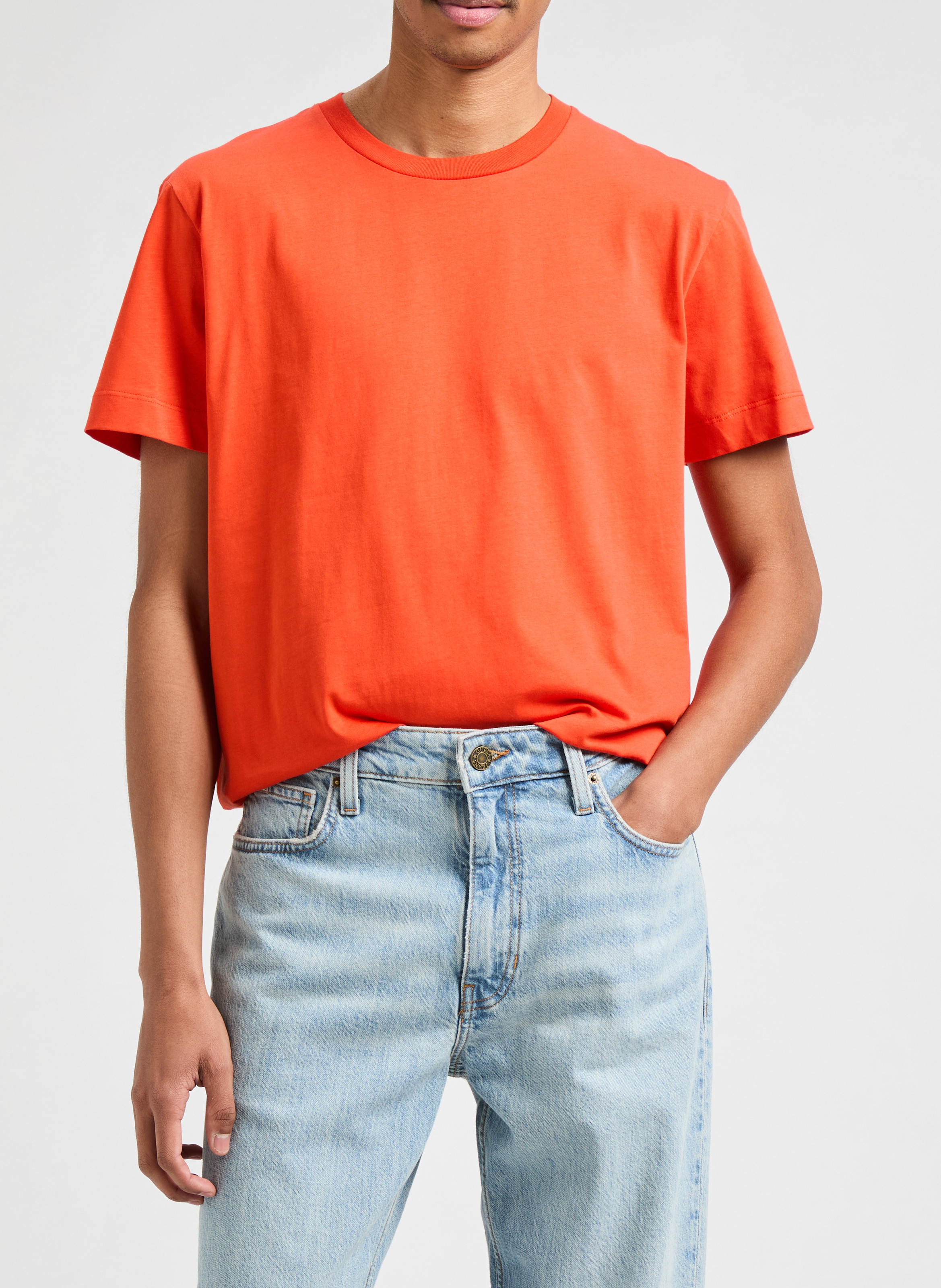 T-shirt col rond en coton organique AU PRINTEMPS PARIS Orange