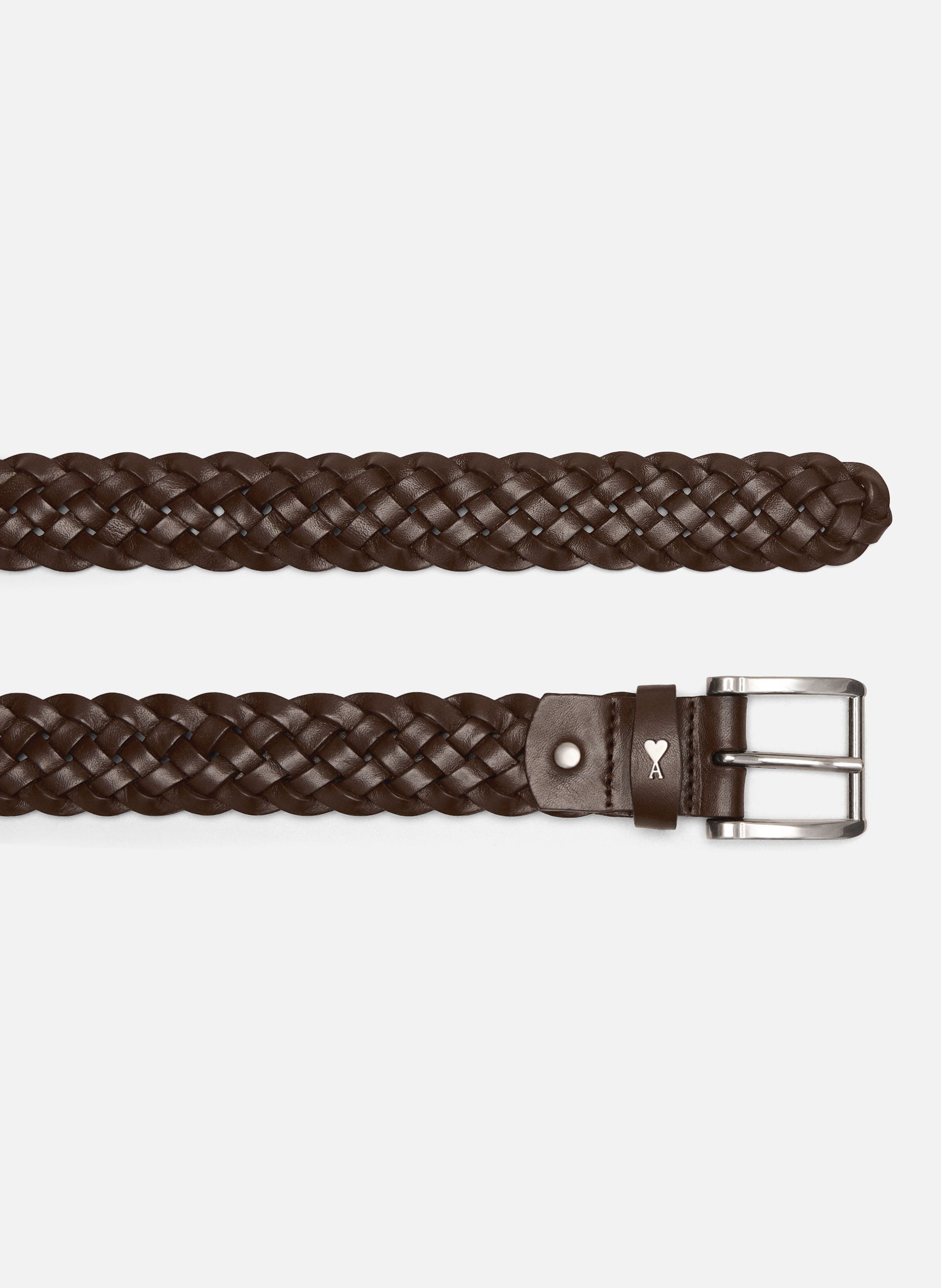 Ceinture paris paris tressée 30mm unisexe en cuir de veau AMI PARIS Marron