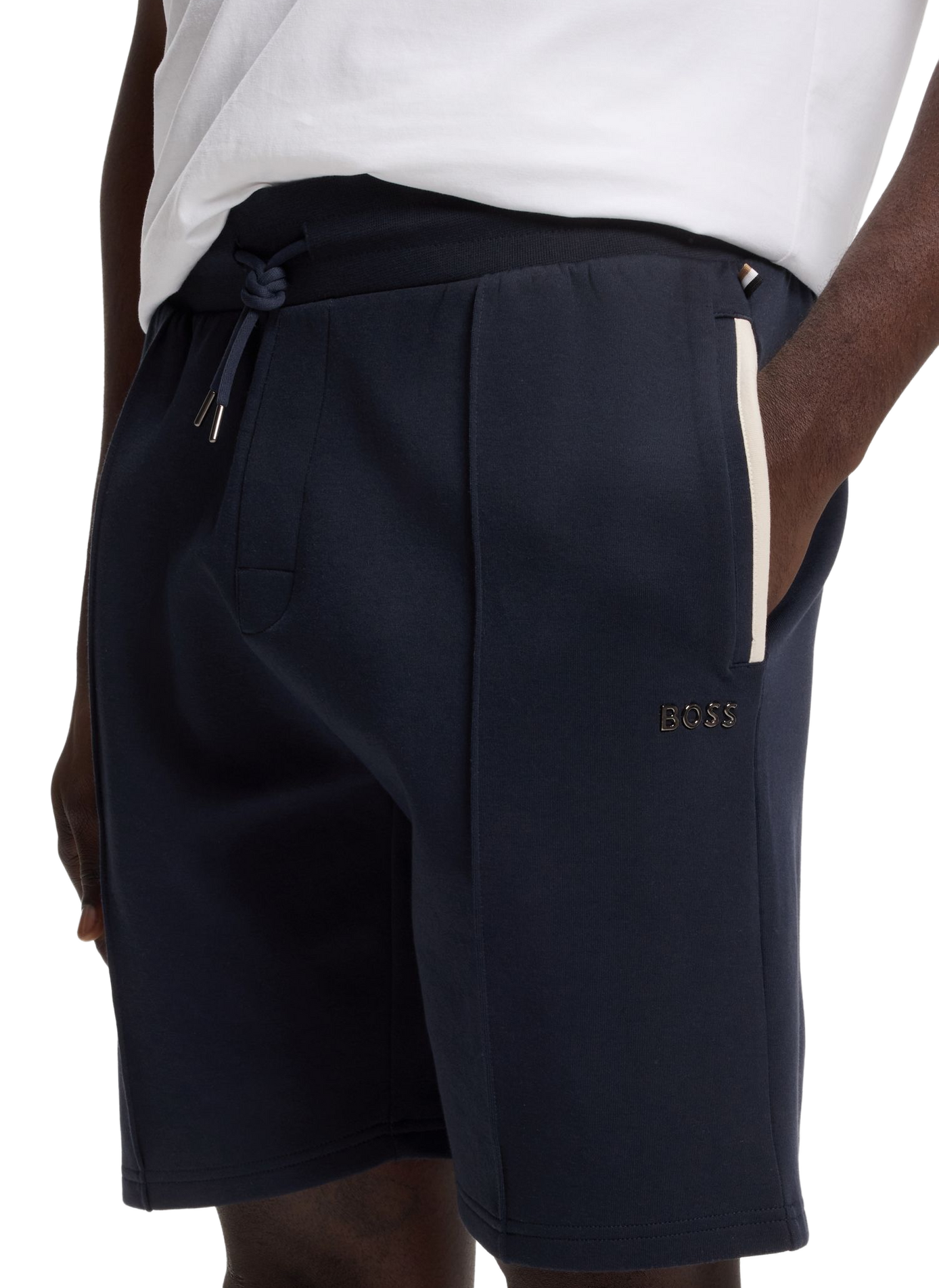 Bermudas rectos con logo en mezcla de algodón BOSS Azul