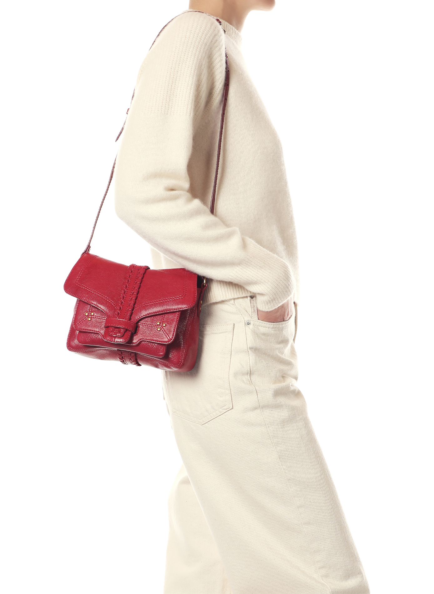 Sac épaule grainé en coton JÉRÔME DREYFUSS Rouge