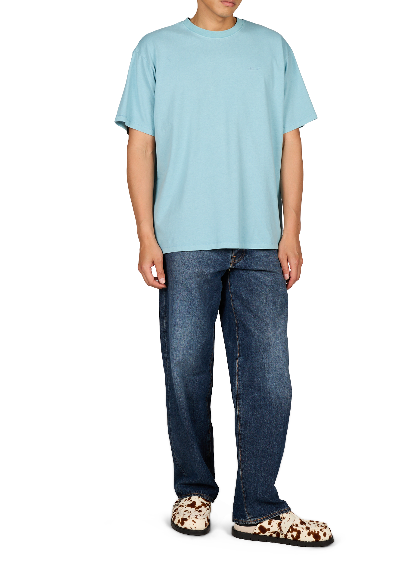 T-shirt droit uni en coton LEVI'S Bleu
