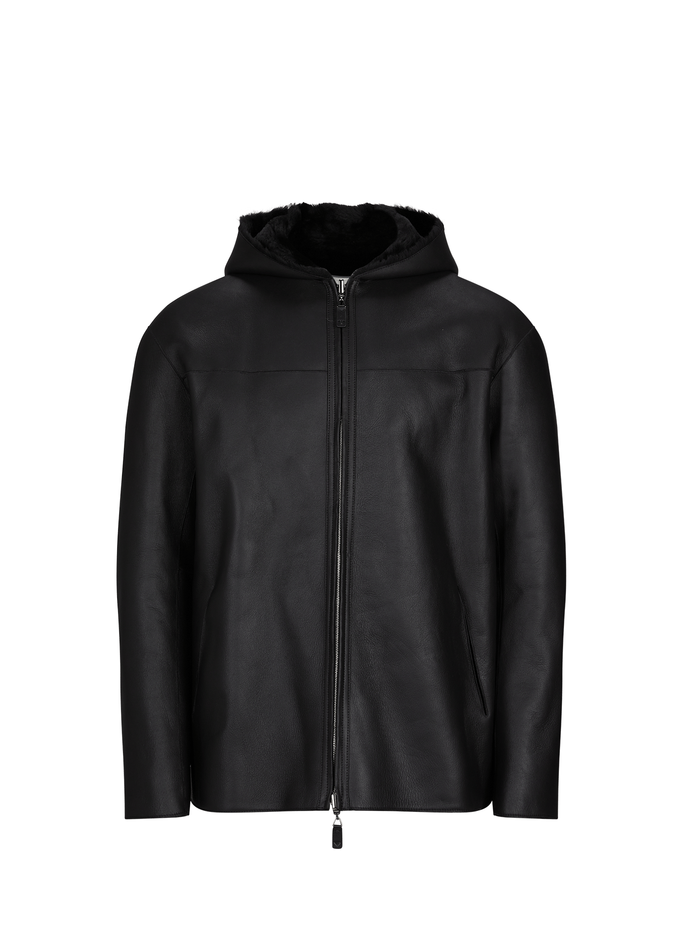 Oversized leather jacket EMPORIO ARMANI Black
