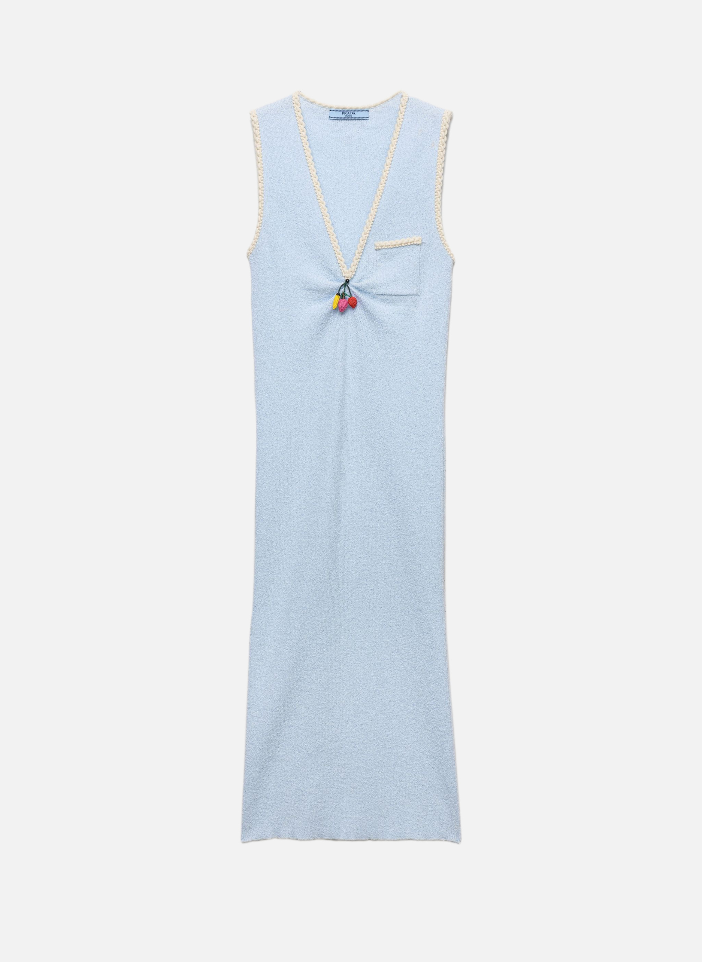 Robe en bouclé de coton PRADA Bleu