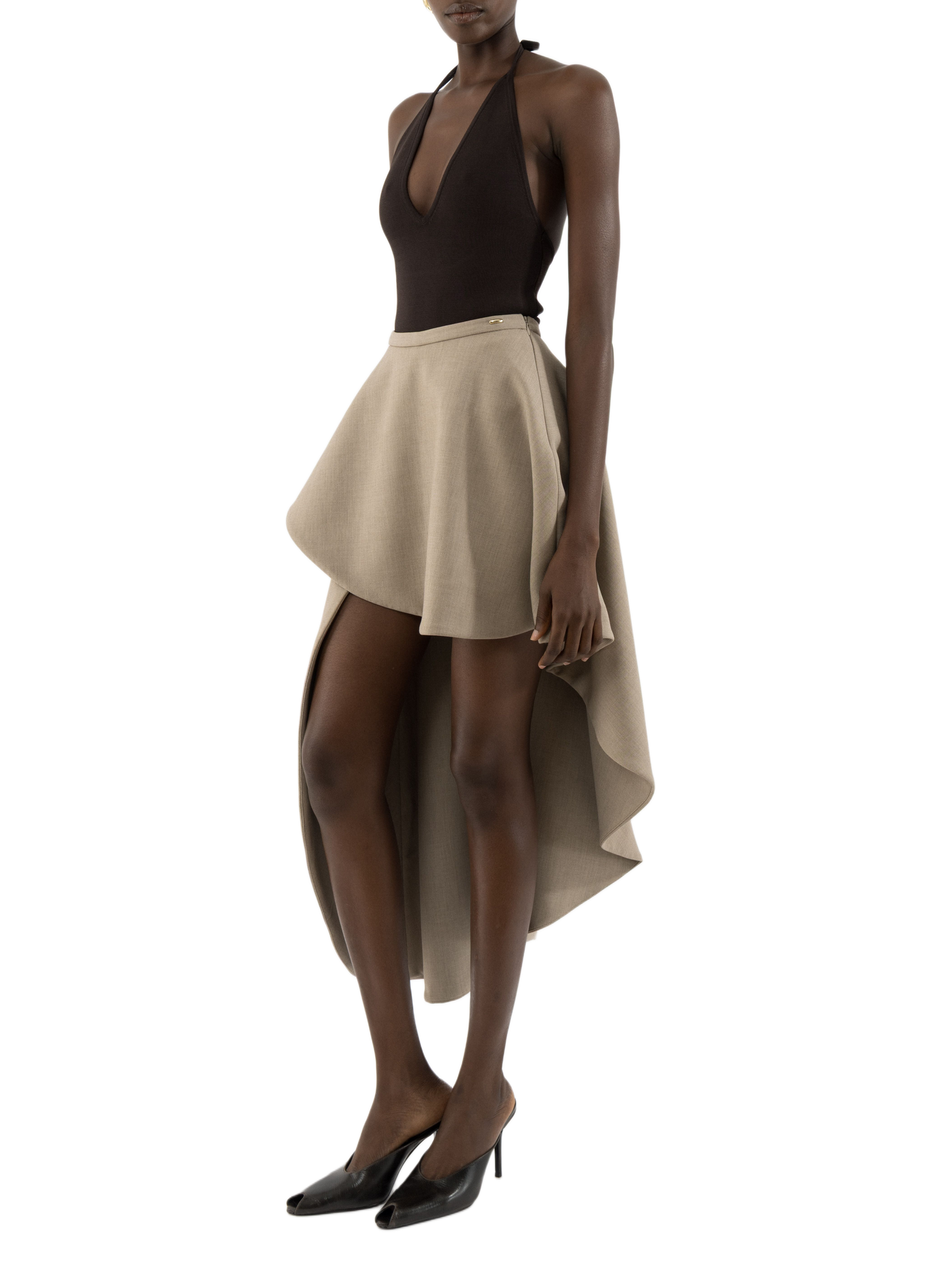 Asymmetrischer einfarbiger Rock ARAKII Beige