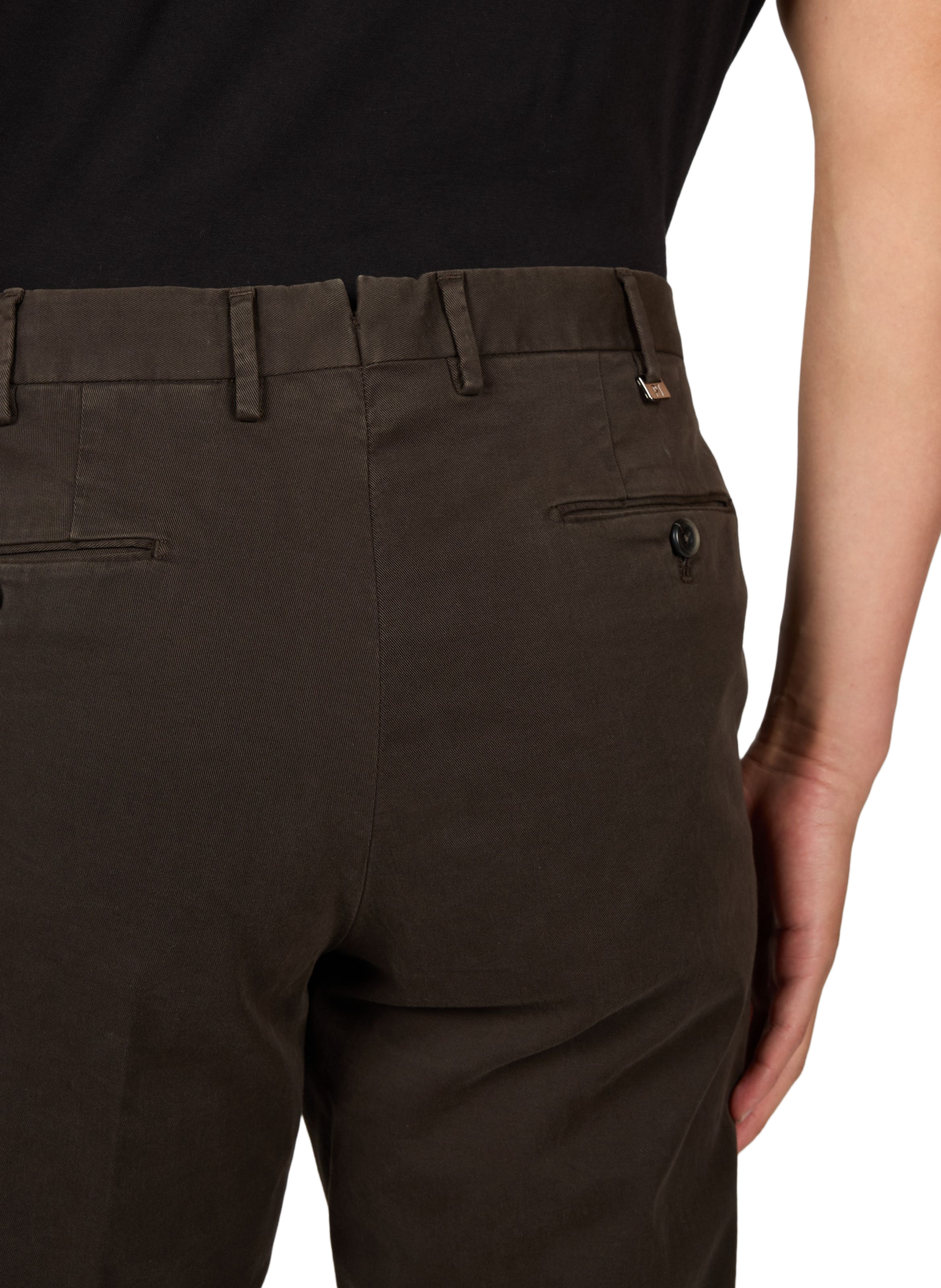 Schmale Hose mit Falten aus Baumwolle PT01 Khaki
