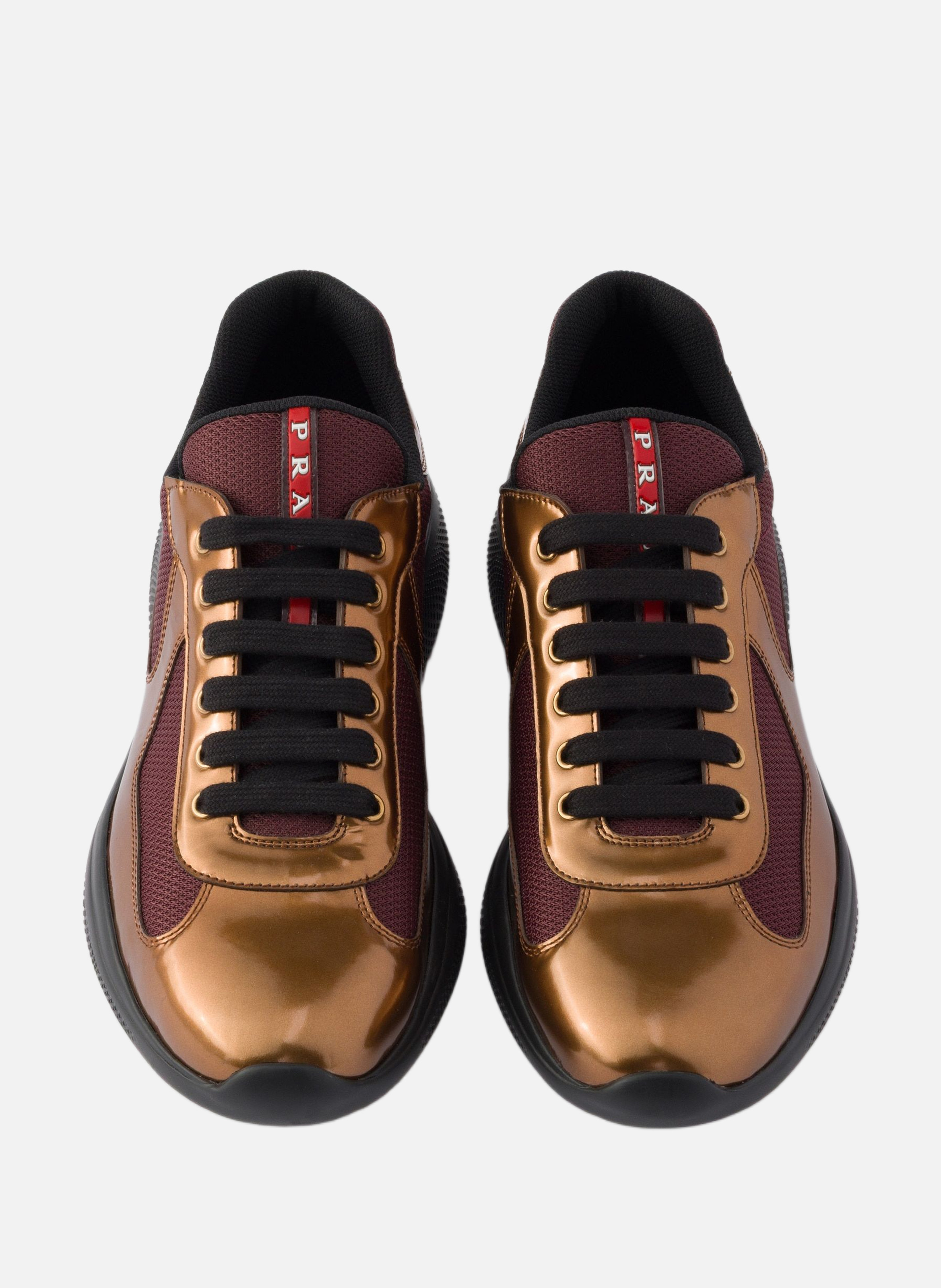Baskets prada america’s cup en cuir métallisé et t PRADA Argent