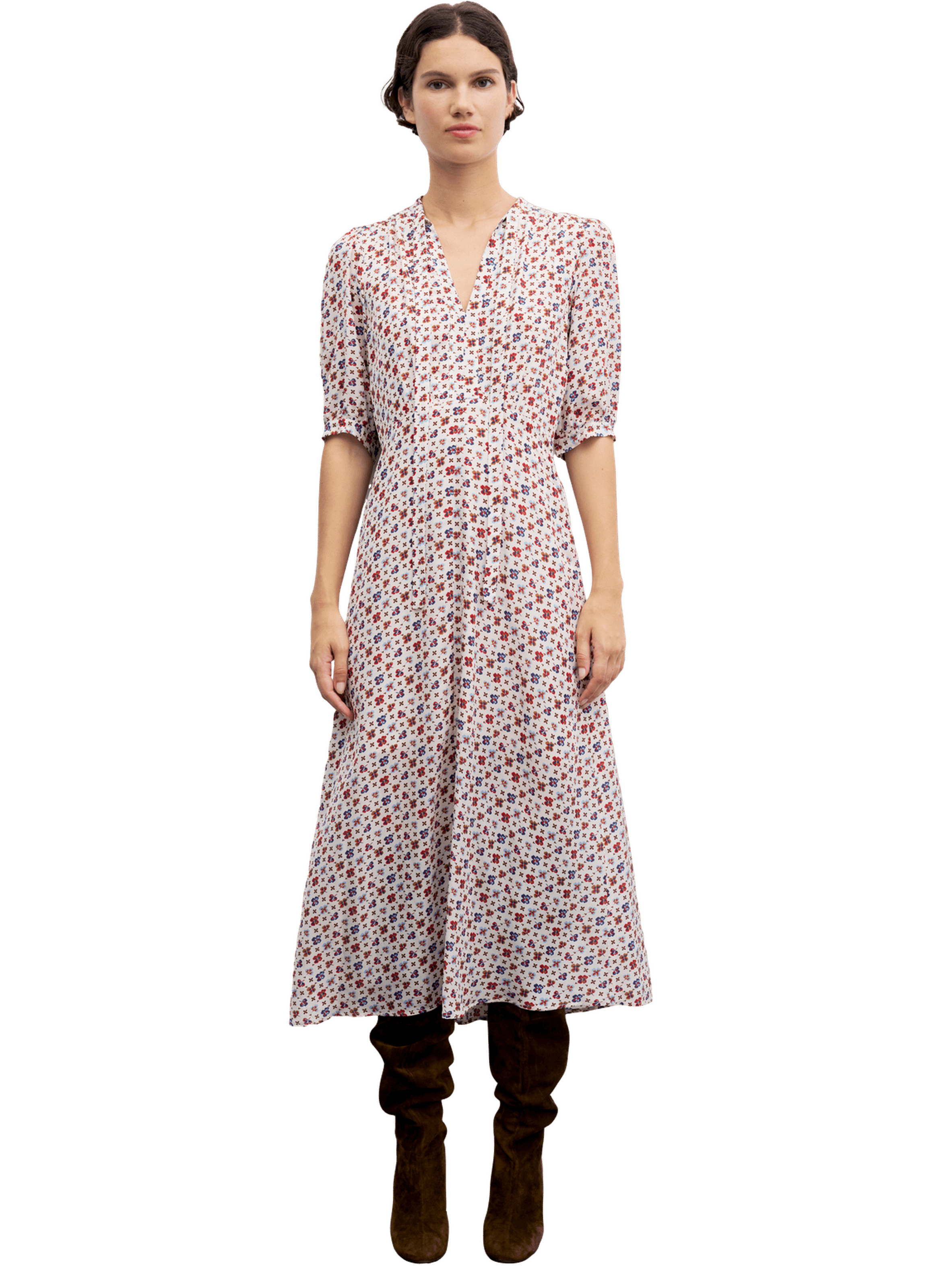 Robe midi cintrée imprimée - aurema GERARD DAREL Beige