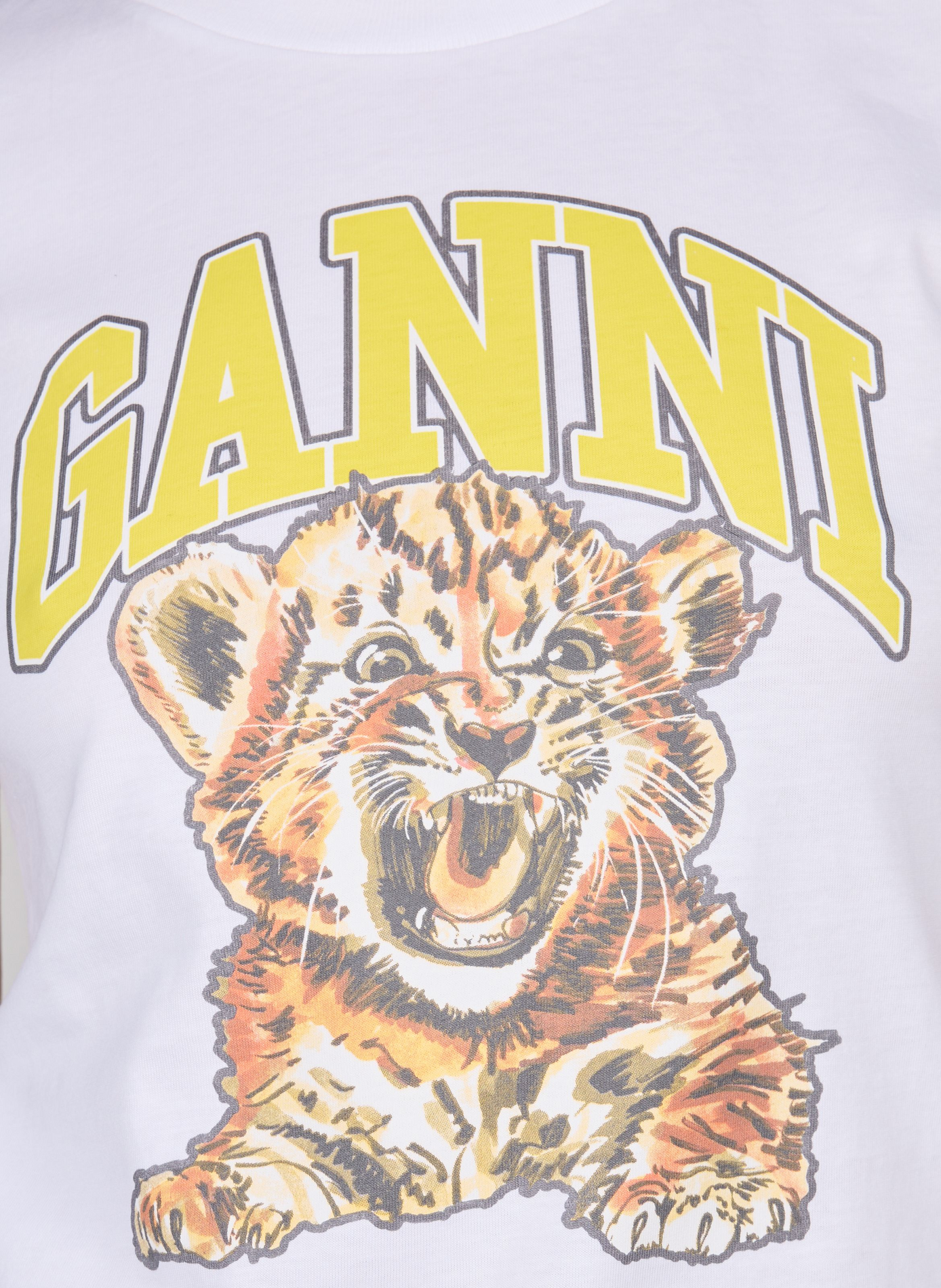 T-shirt imprimé tigre Baby Fit en coton GANNI Blanc