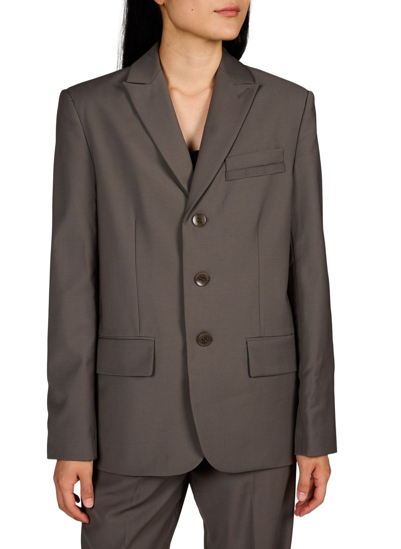 Einfarbiger gerader Blazer TIBI Grau