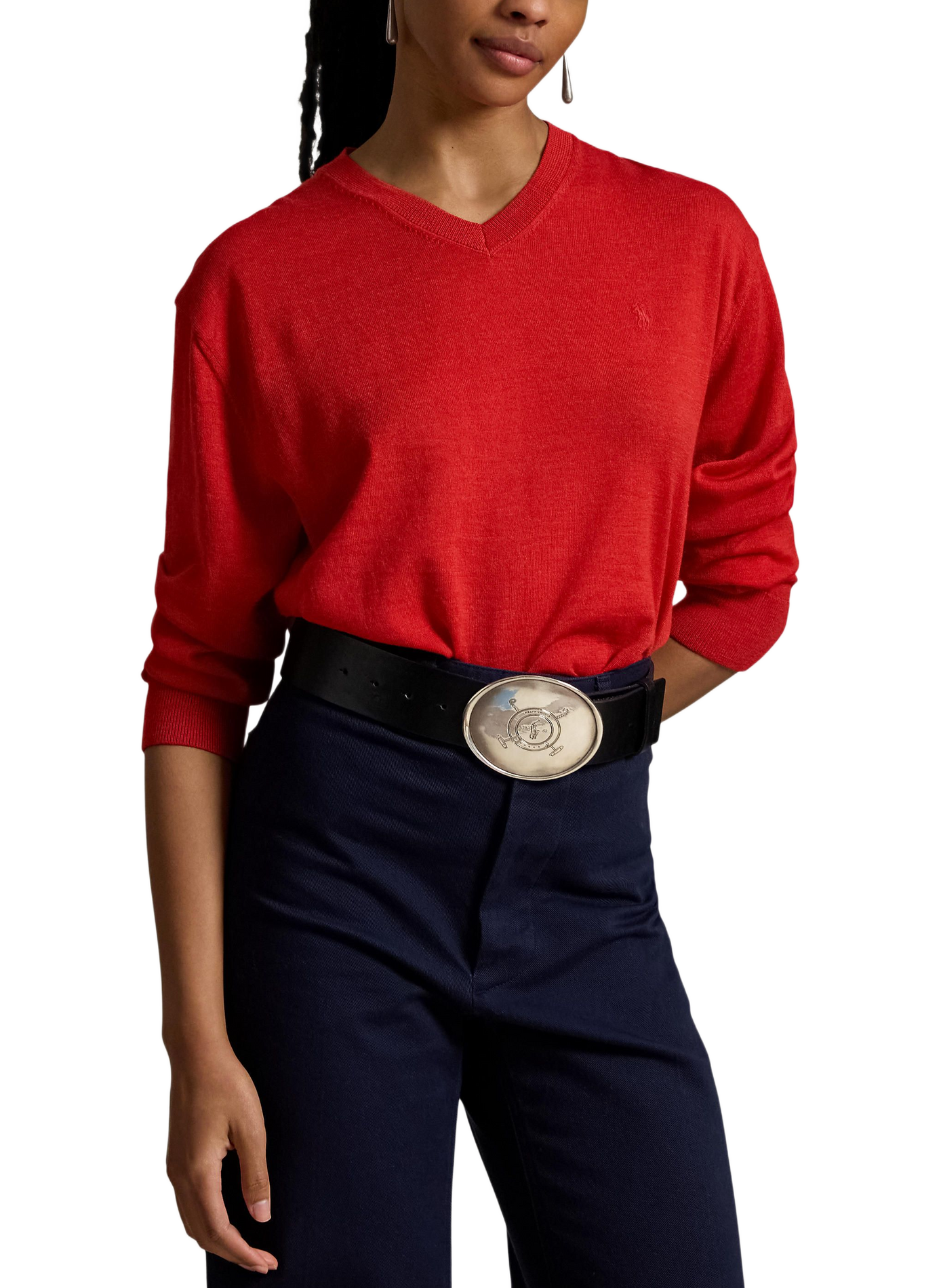Straight V-neck wool jumper POLO RALPH LAUREN Red