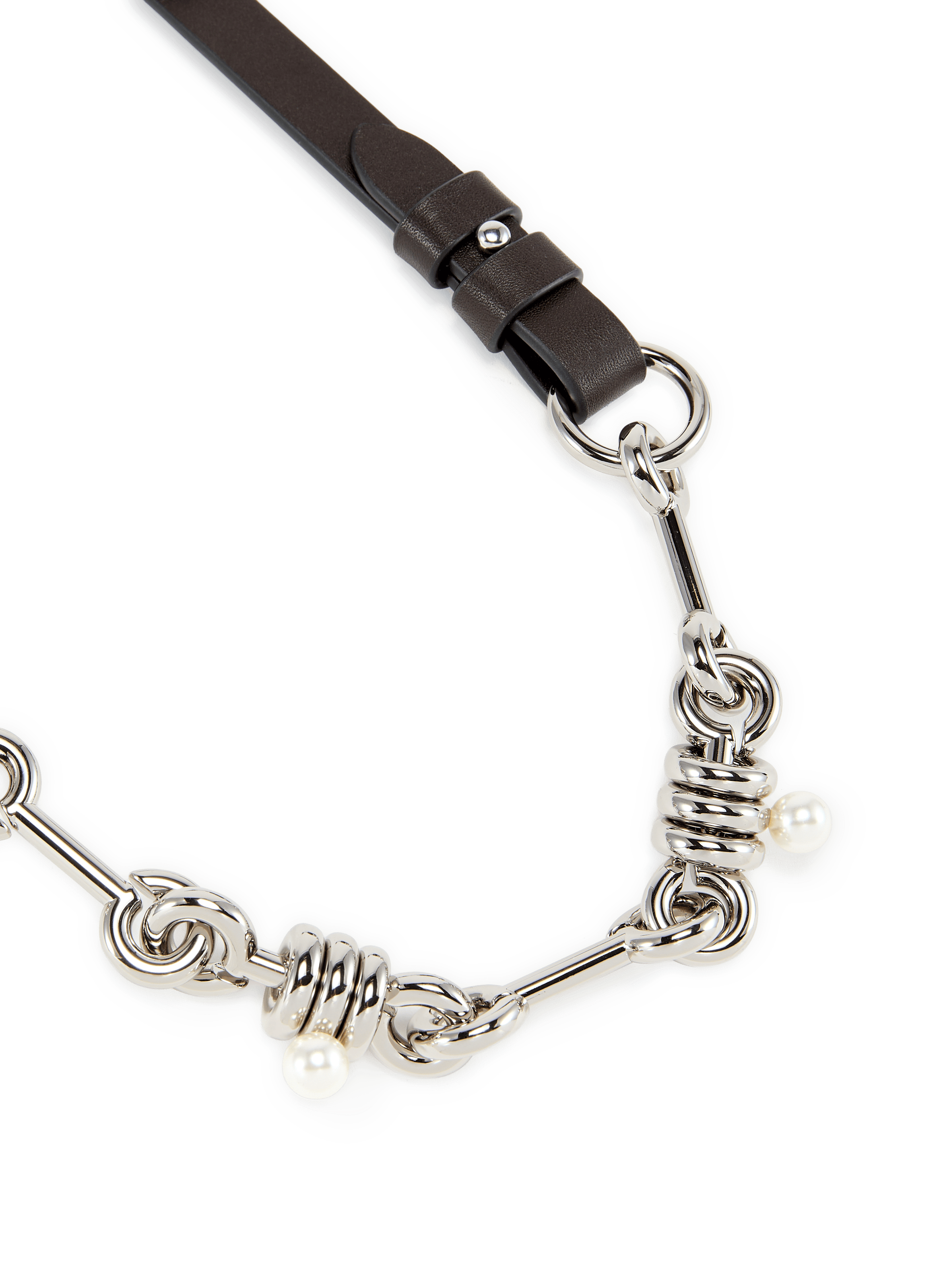 Chain Wallet with Stacked Beaded Bridle Links SIMONE ROCHA Silver
