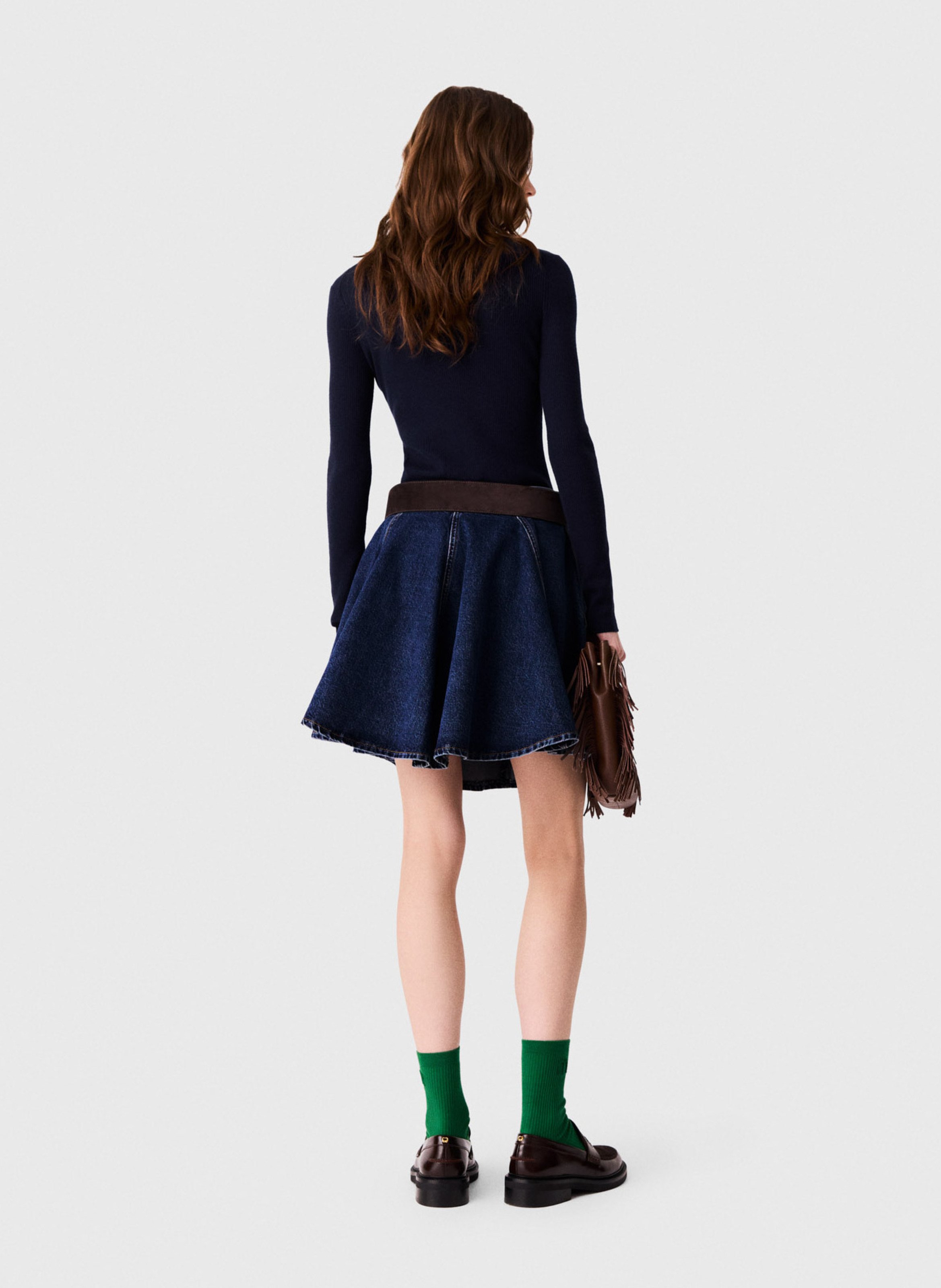 Pull moulant en laine et soie MAJE Bleu