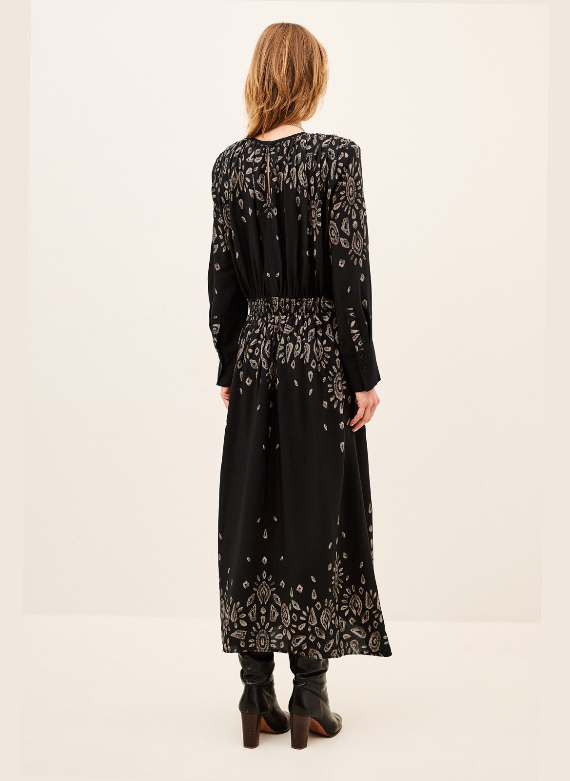 Robe longue col rond imprimée belline BA&SH Zwart