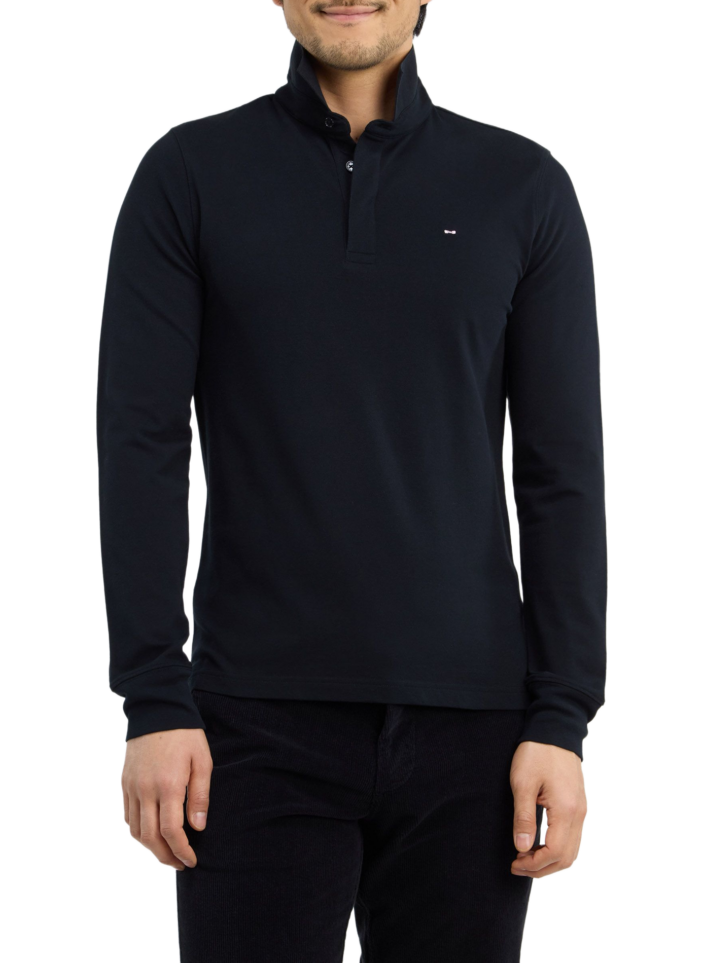 Polo manches longues en coton mélangé EDEN PARK Black