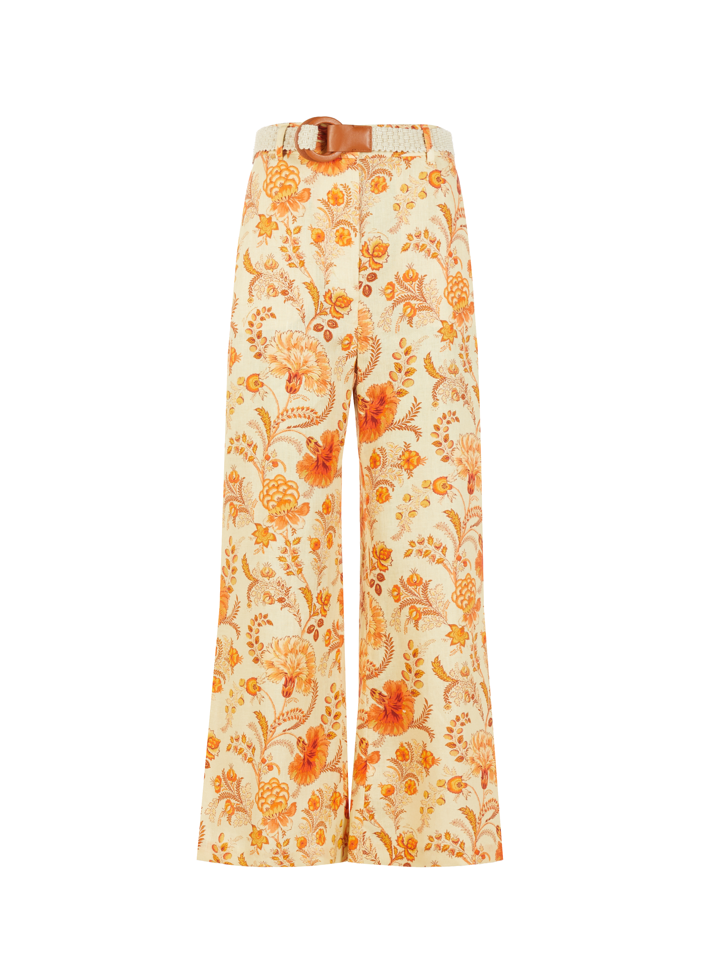 Pantalon large en lin ZIMMERMANN Orange