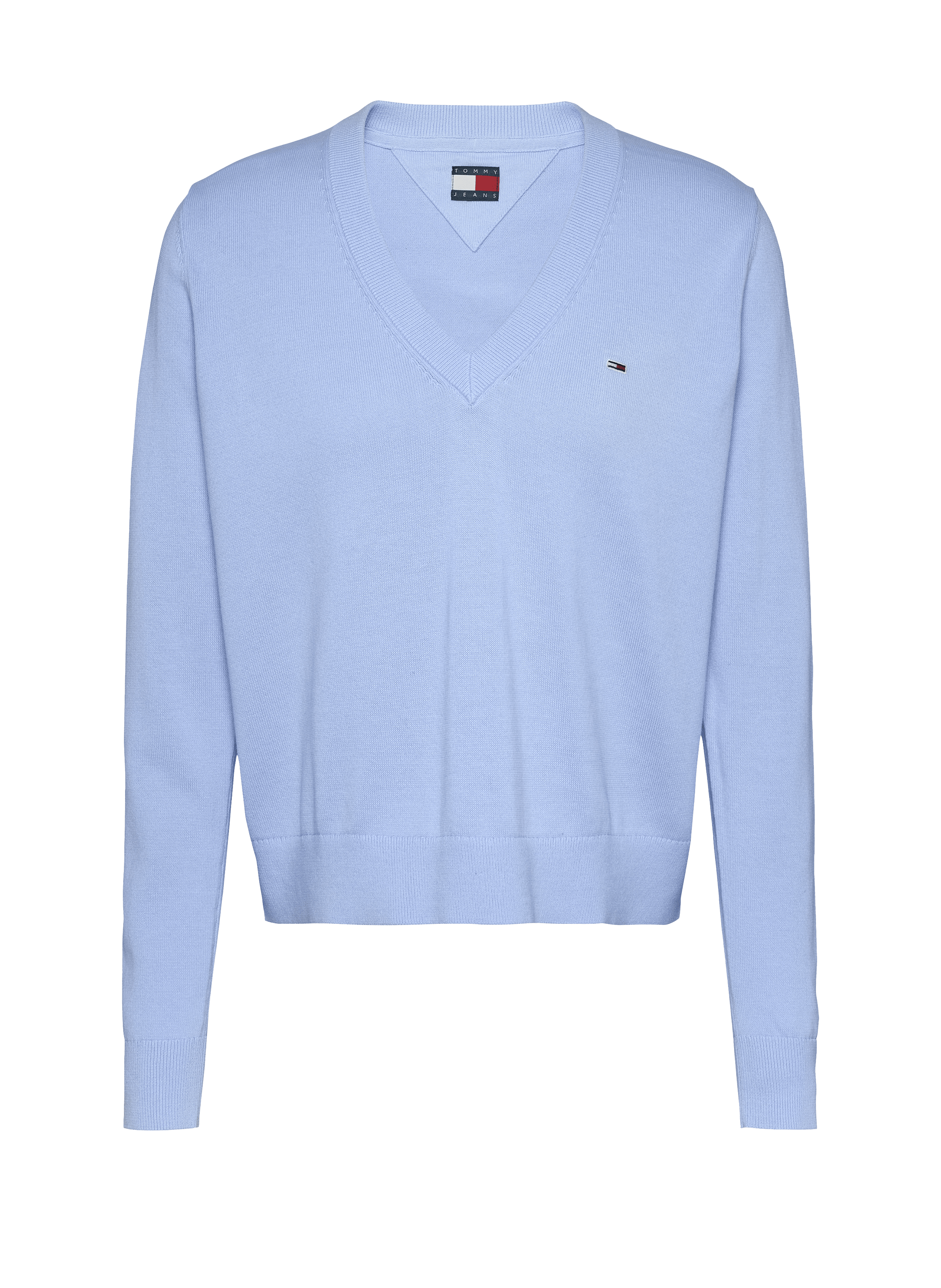Pull col V en coton TOMMY HILFIGER Bleu