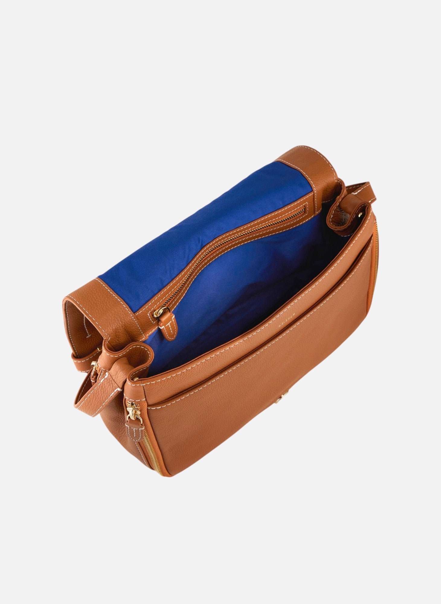 Sac bandoulière moyen modèle simone en cuir grainé LE TANNEUR Marron