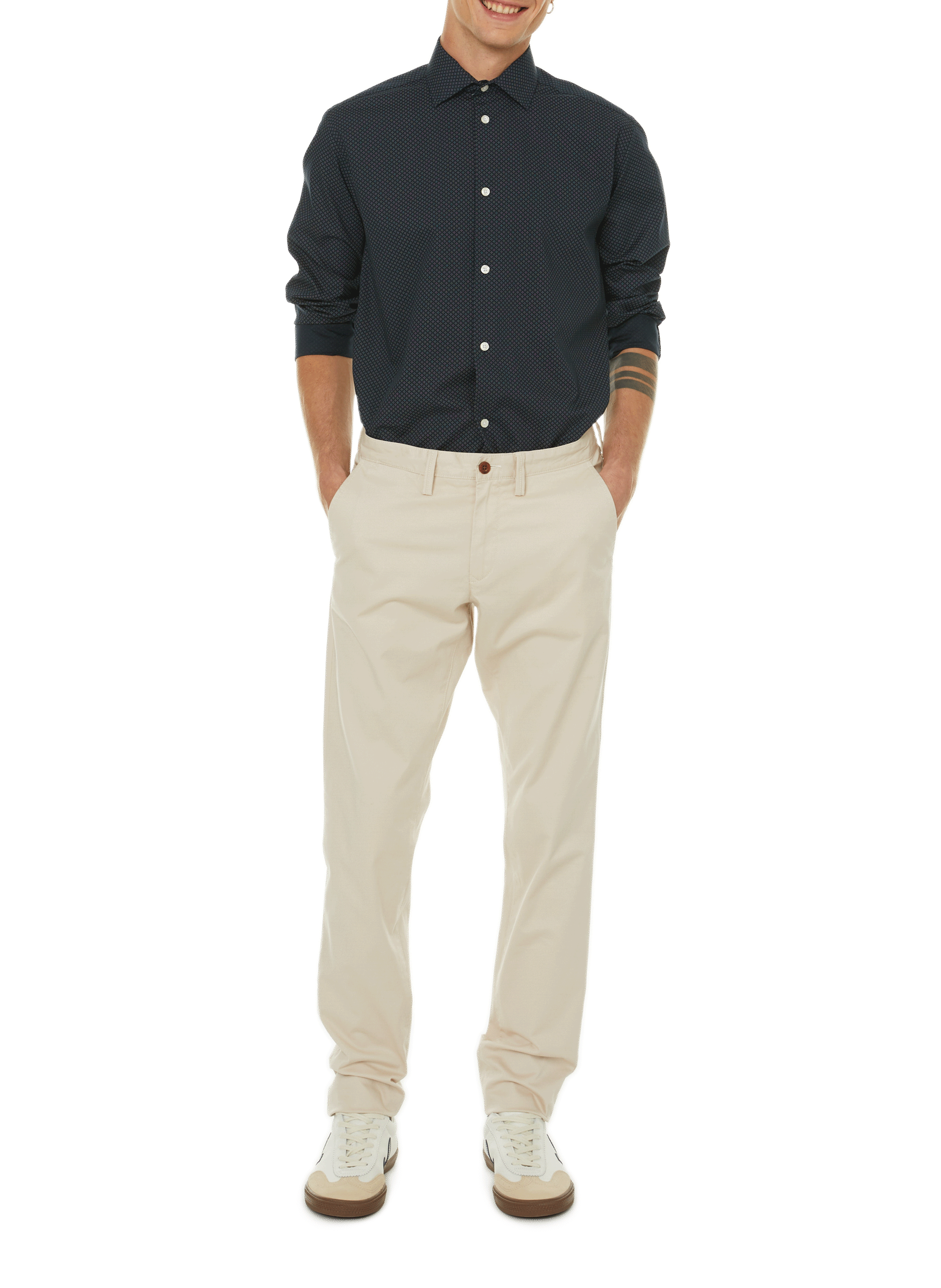 Pantalon slim uni Beige