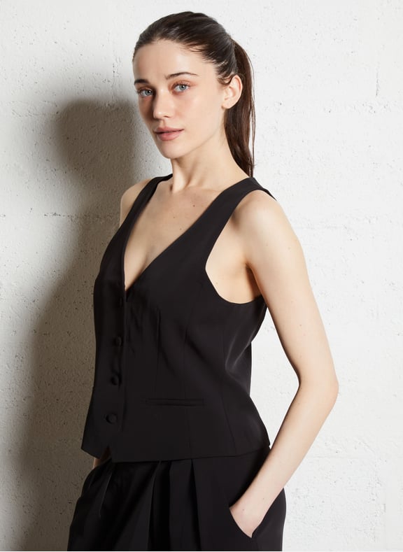 Gilet de costume droit naya Noir by MAISON 123 MAISON 123 Gilet de costume droit naya Noir