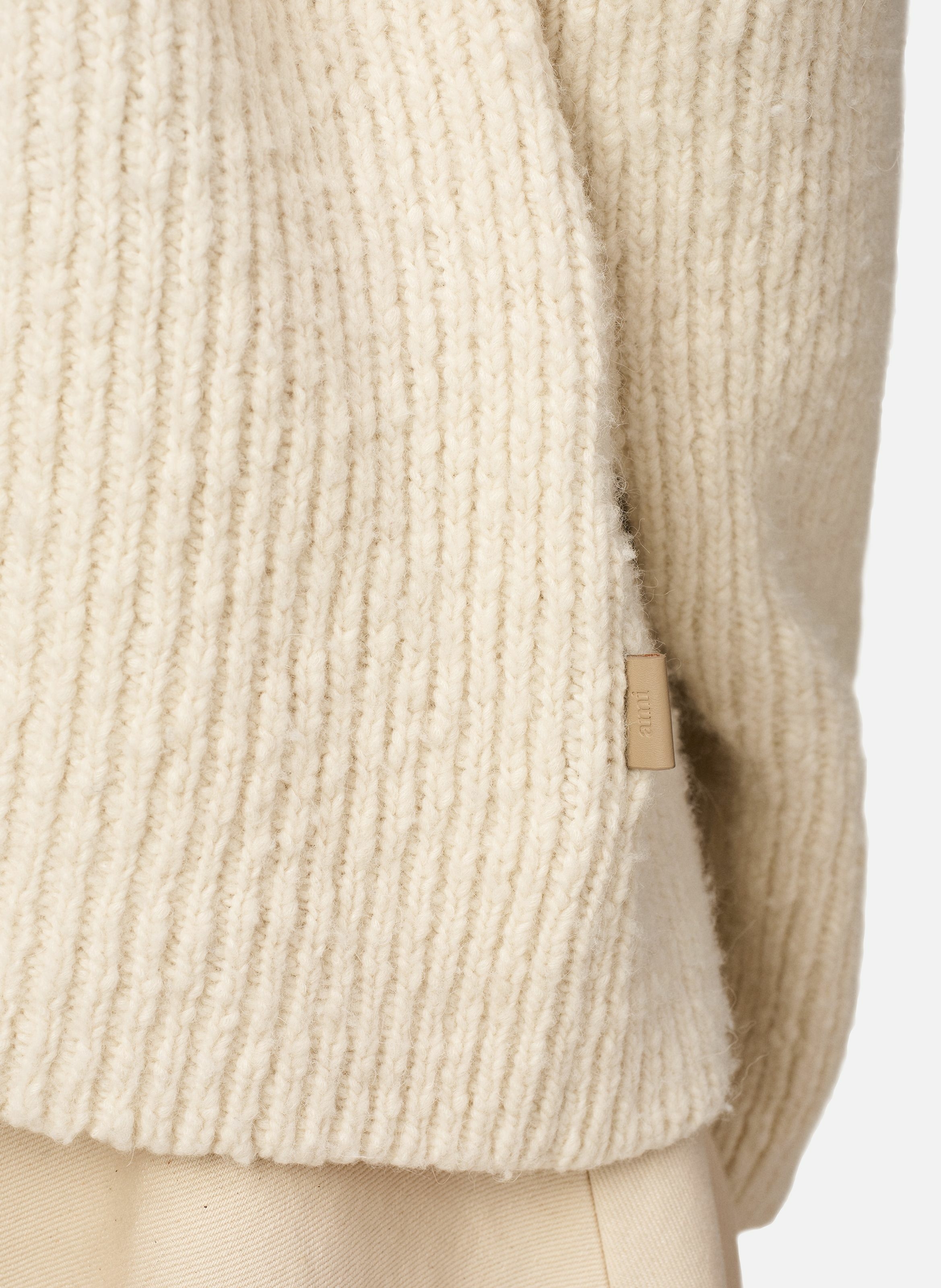 Pull col cheminée en laine unisexe AMI PARIS Blanc