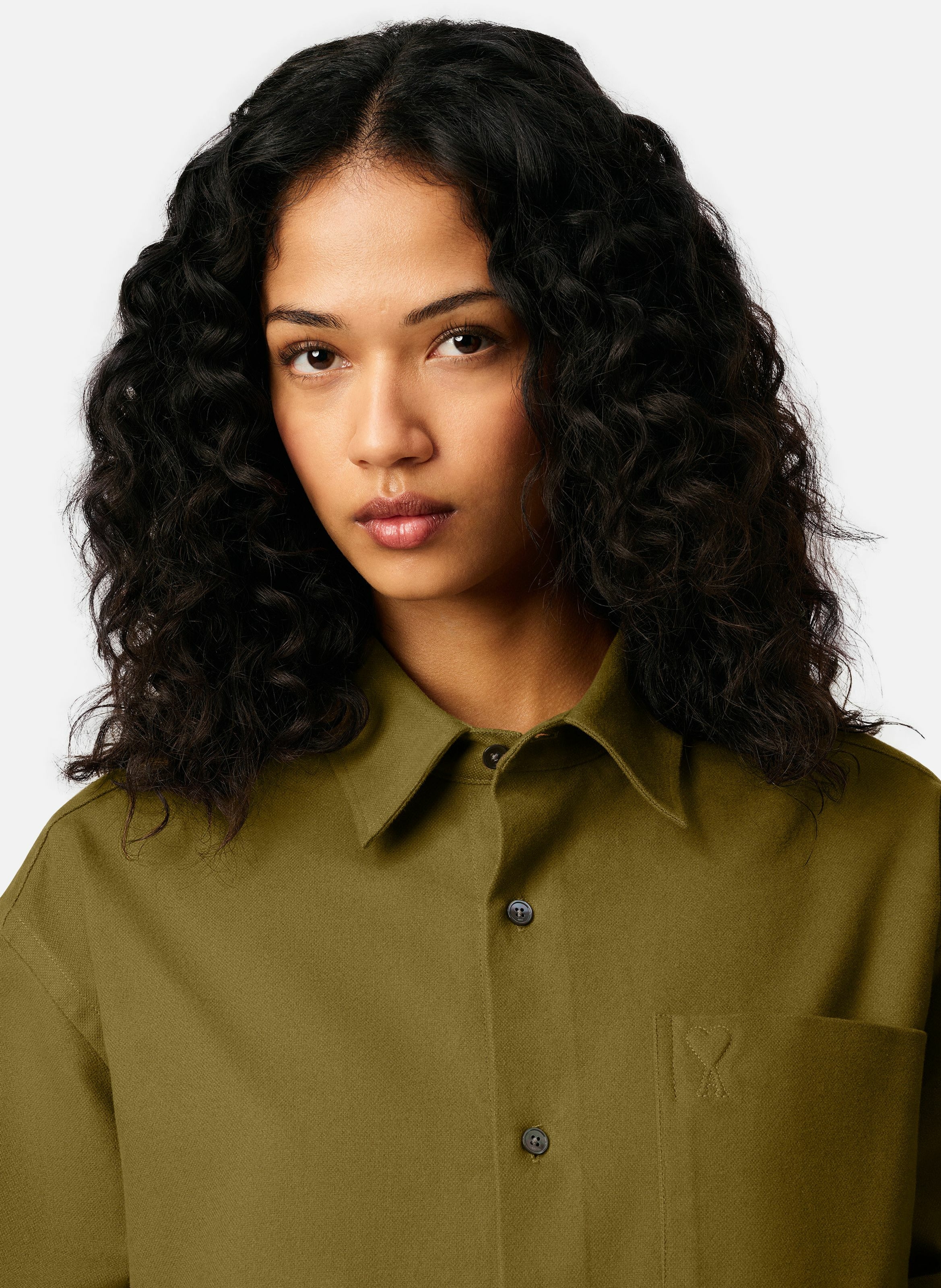 Chemise boxy embossée ami de coeur en coton unisexe AMI PARIS Vert