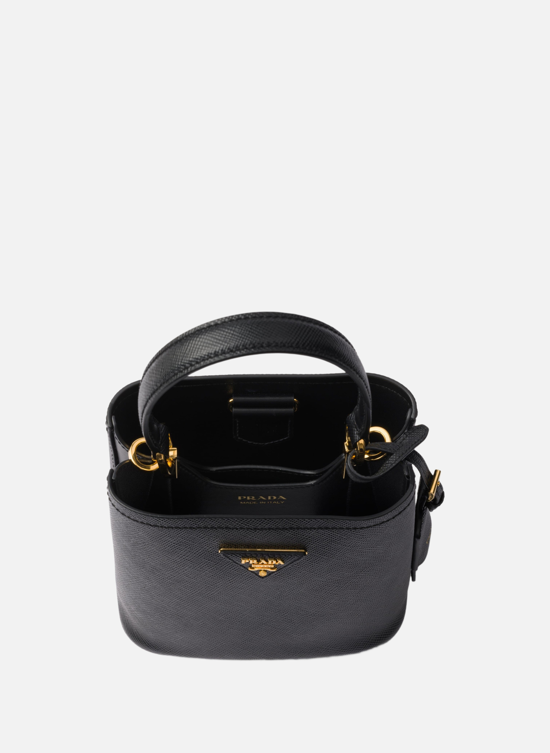Mini sac prada panier en cuir saffiano PRADA Noir