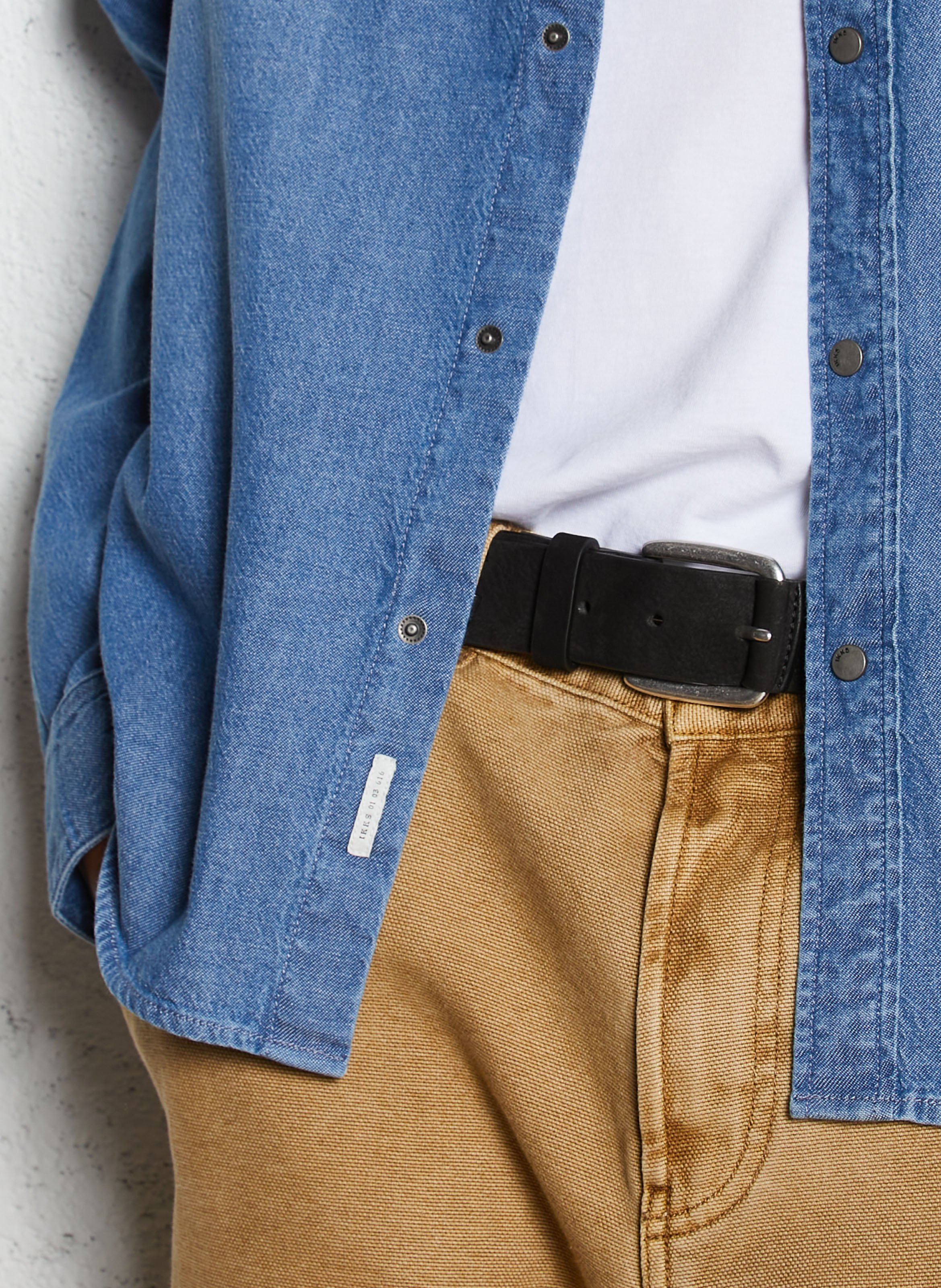 Chemise en jean droite boutonnée IKKS Bleu