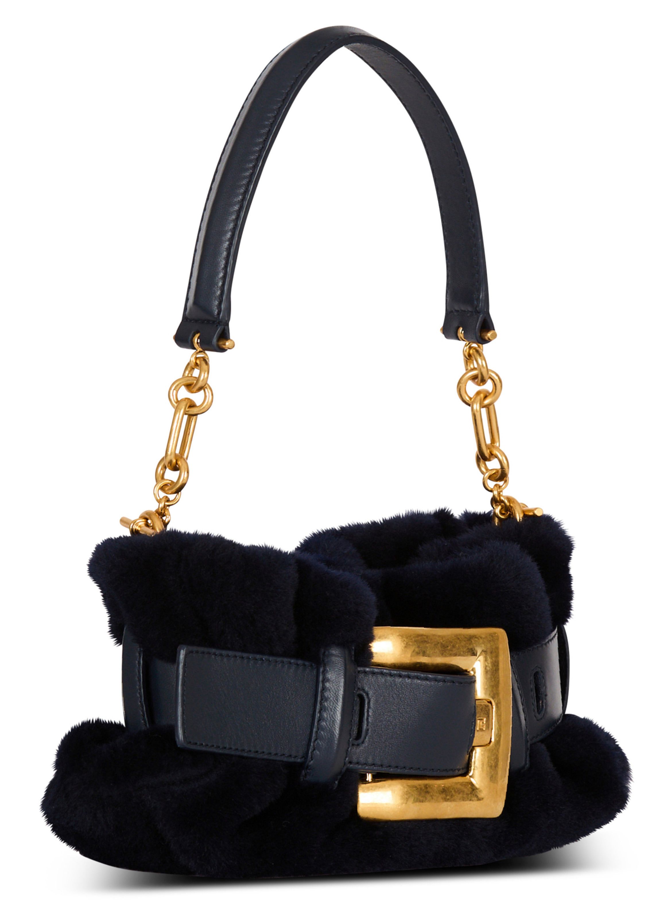 Sac anthem mini en shearling BALMAIN Bleu
