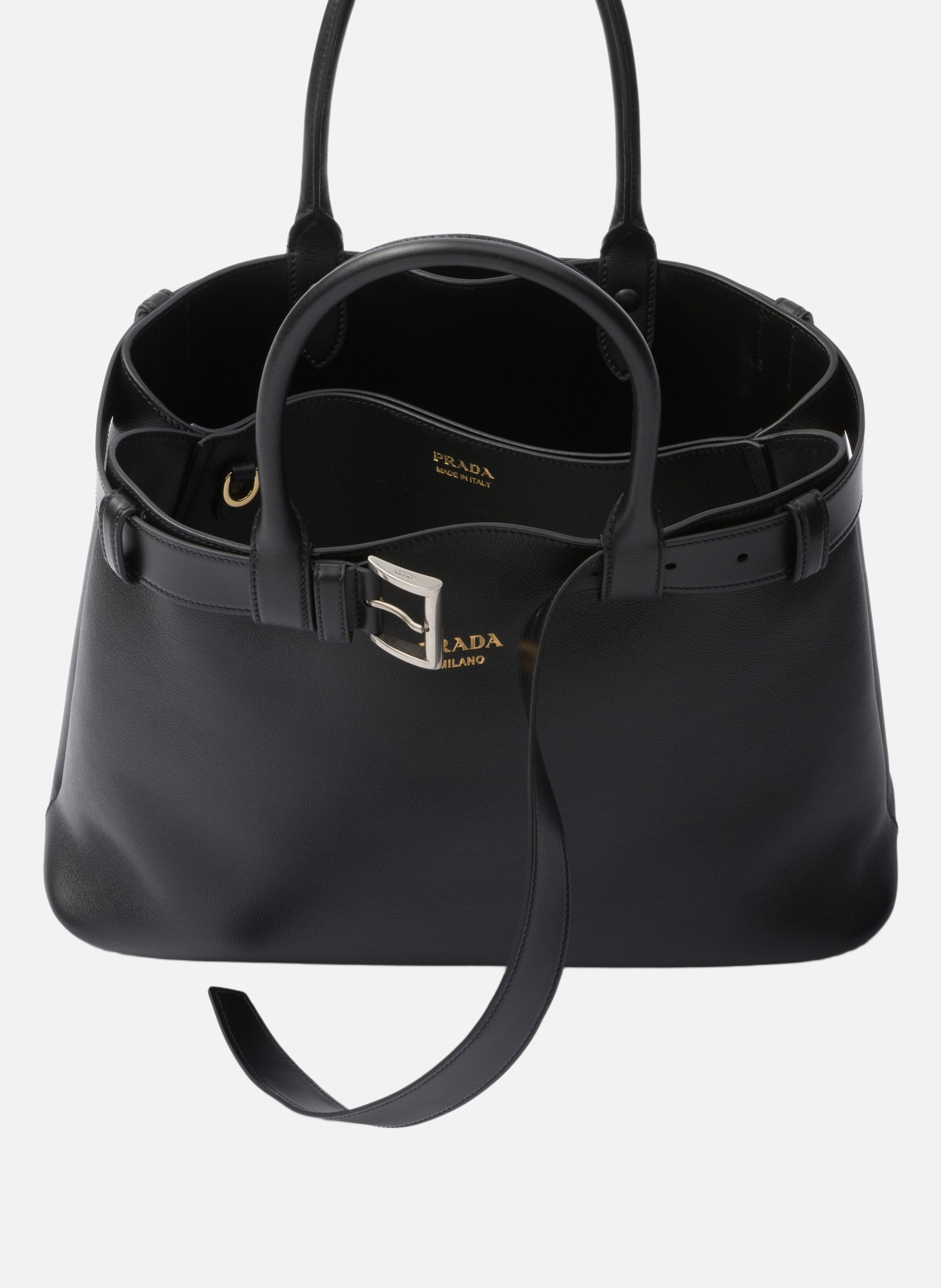 Grand sac à main prada buckle en cuir avec ceintur PRADA Noir
