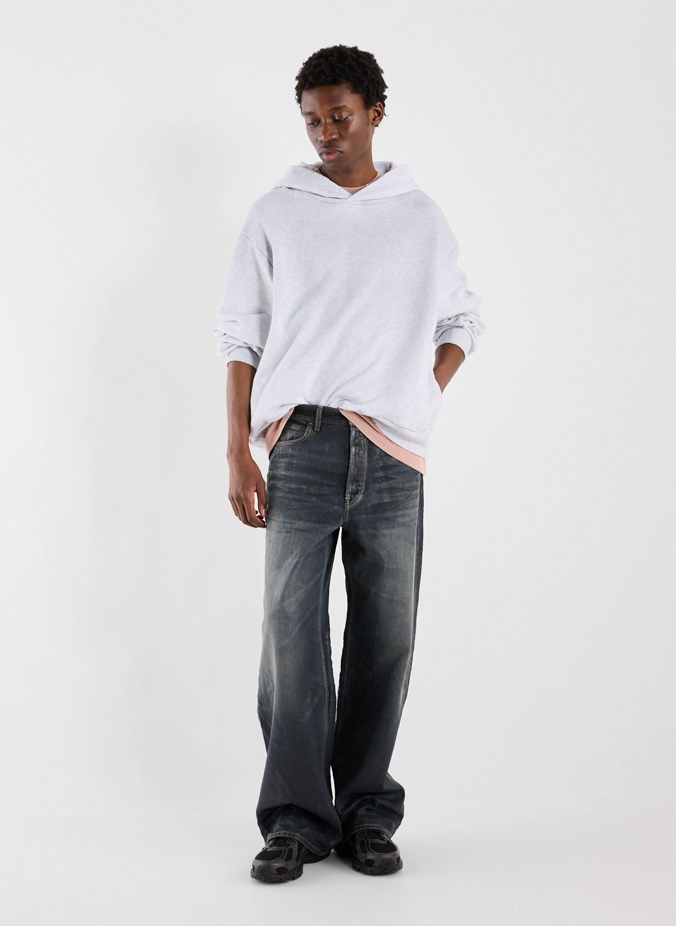 Hoodie en coton mélangé ACNE STUDIOS Gris