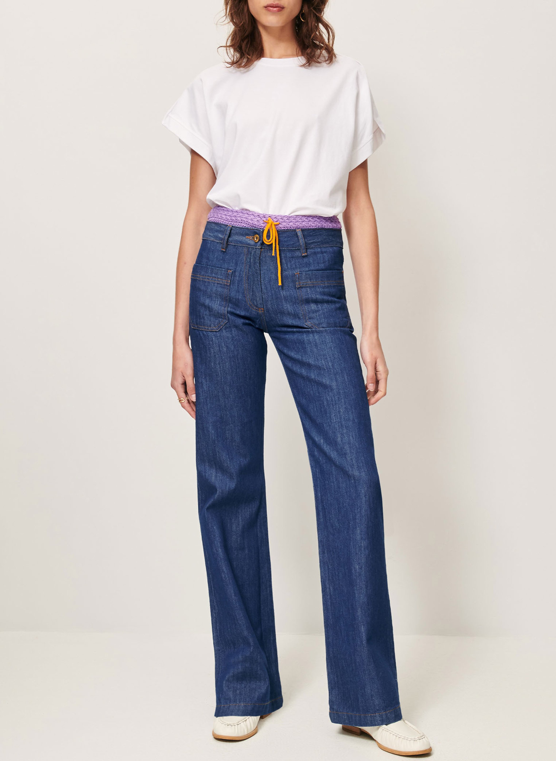 Tee-shirt court ample uni en coton tadao SESSUN Blanc