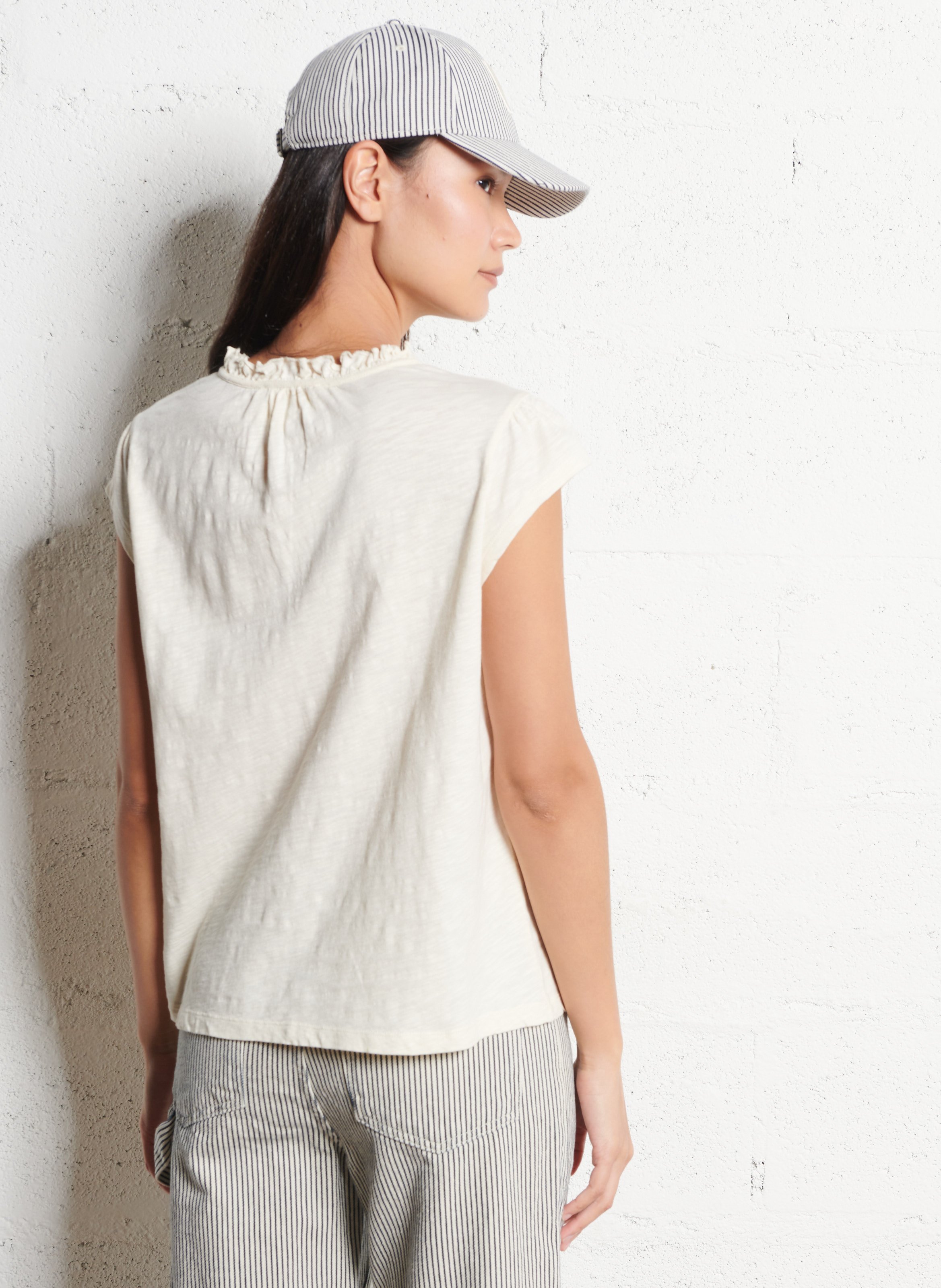 Top col v en coton very BA&SH Beige