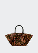 Sac à main en cuir et coton Midi New York Leopard effect/black f02