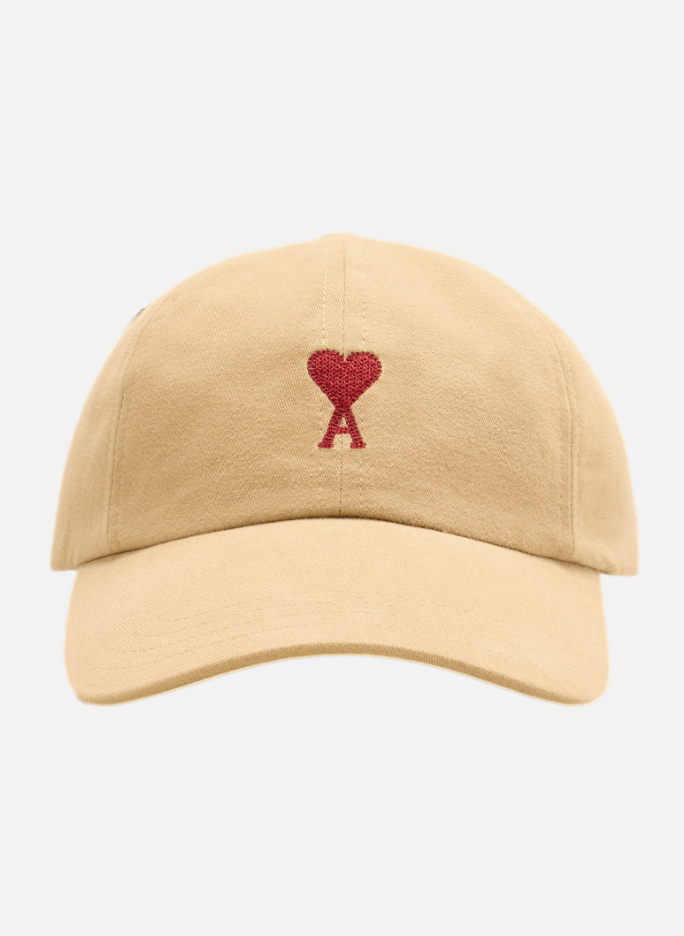 AMI PARIS Casquette broderie ami de coeur rouge unisexe Beige