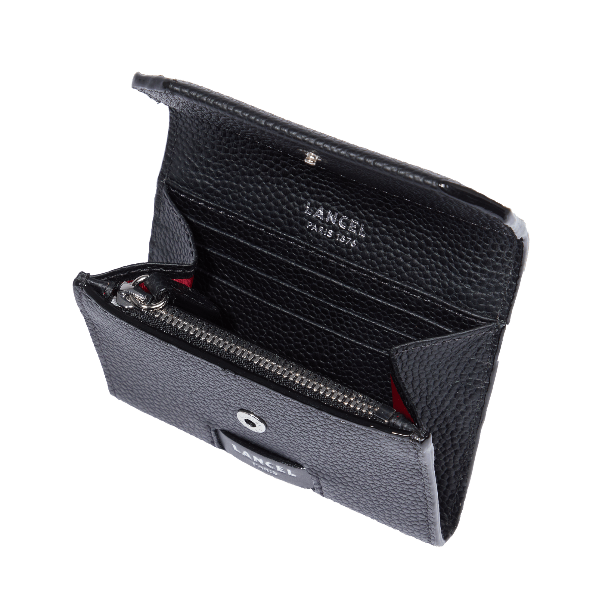 Mini portefeuille rabat en cuir ninon de lancel LANCEL Noir