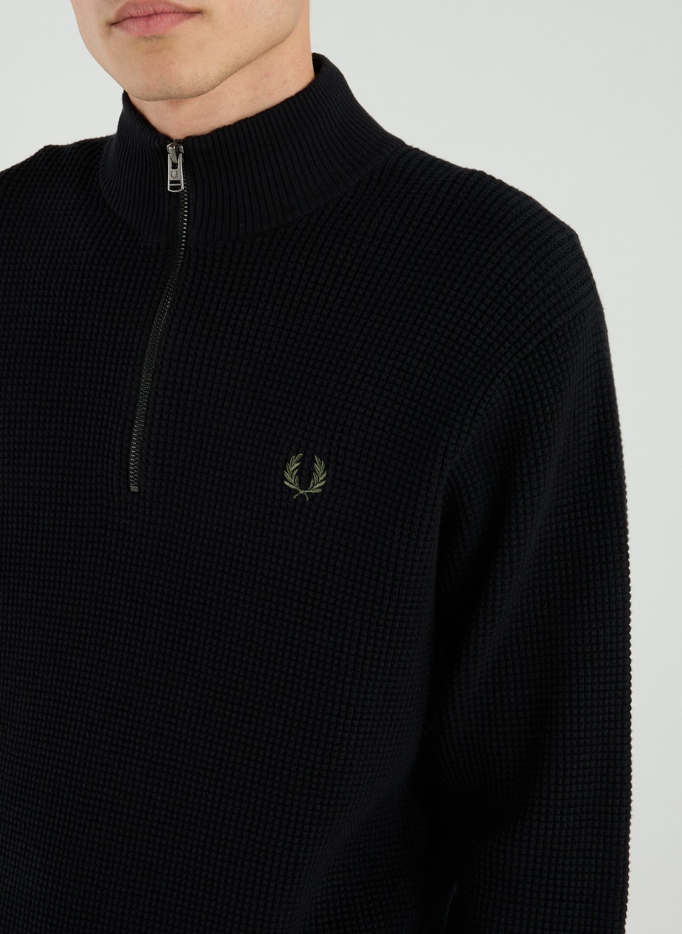 Pull gaufré en coton FRED PERRY Noir