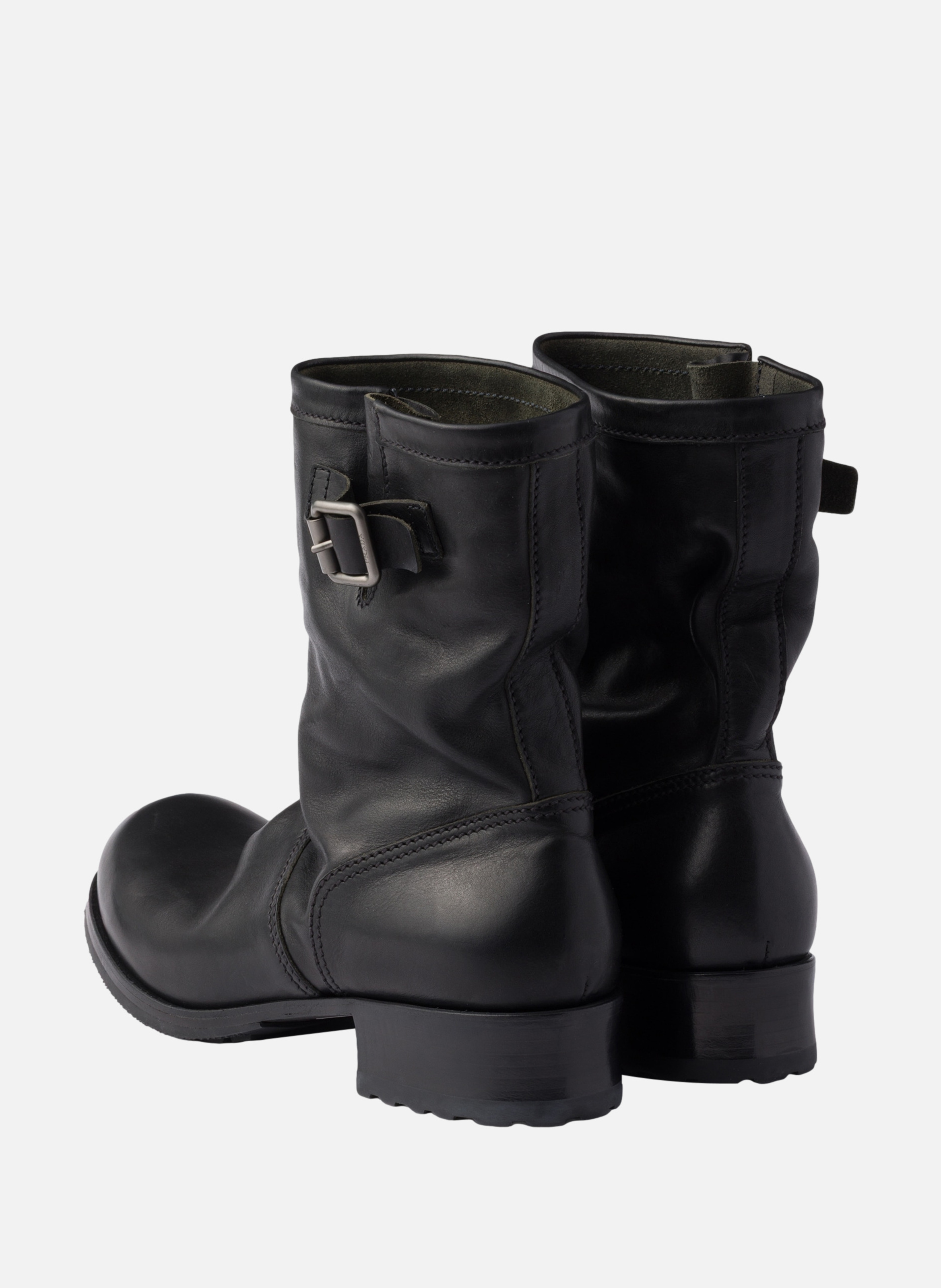 Bottes mi-mollet en cuir PRADA Noir