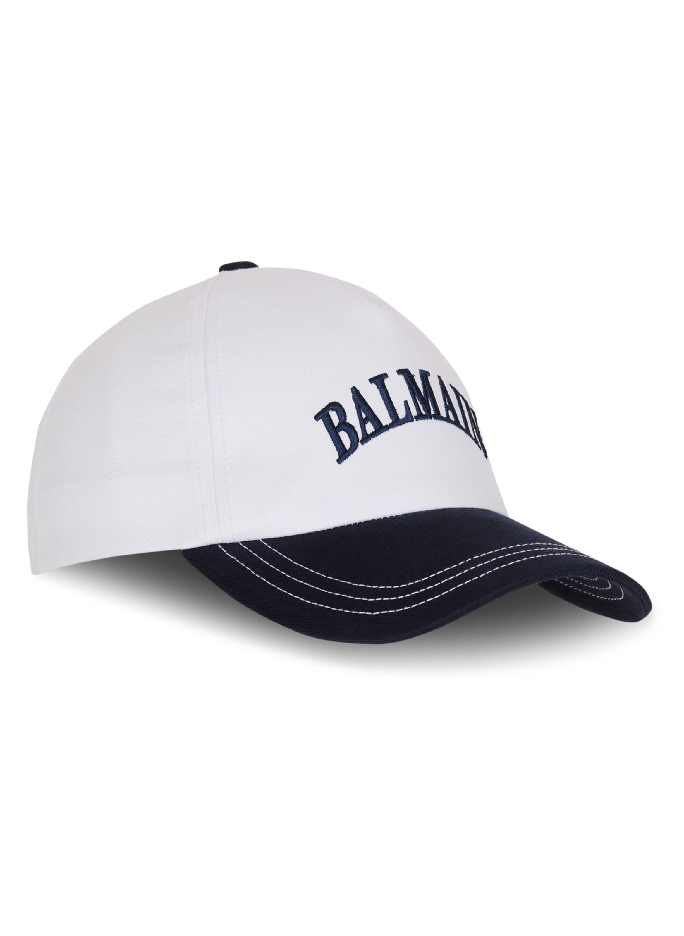 Casquette bicolore en coton BALMAIN Bleu