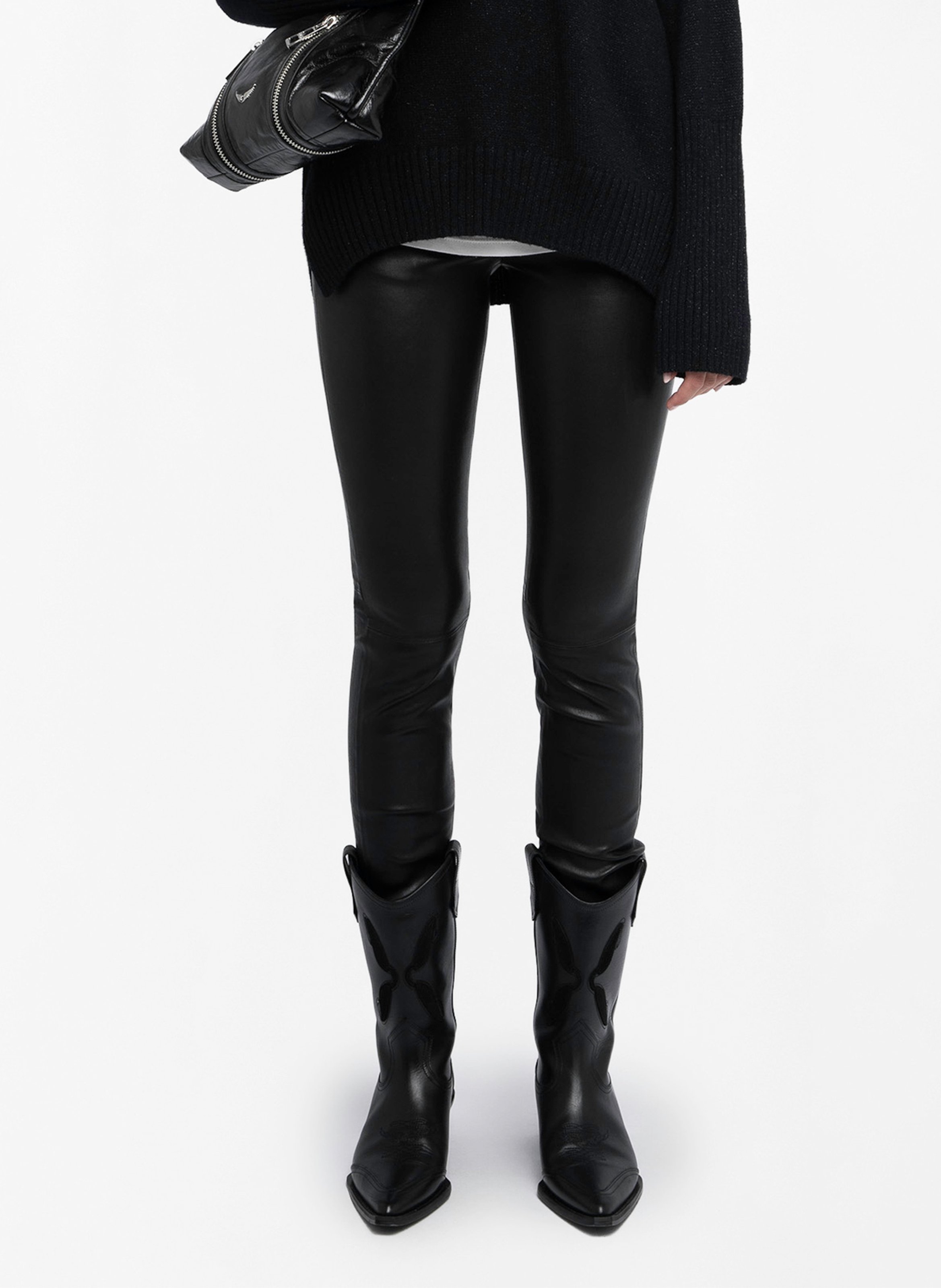 Pantalon slim en cuir phlame ZADIG&VOLTAIRE Noir