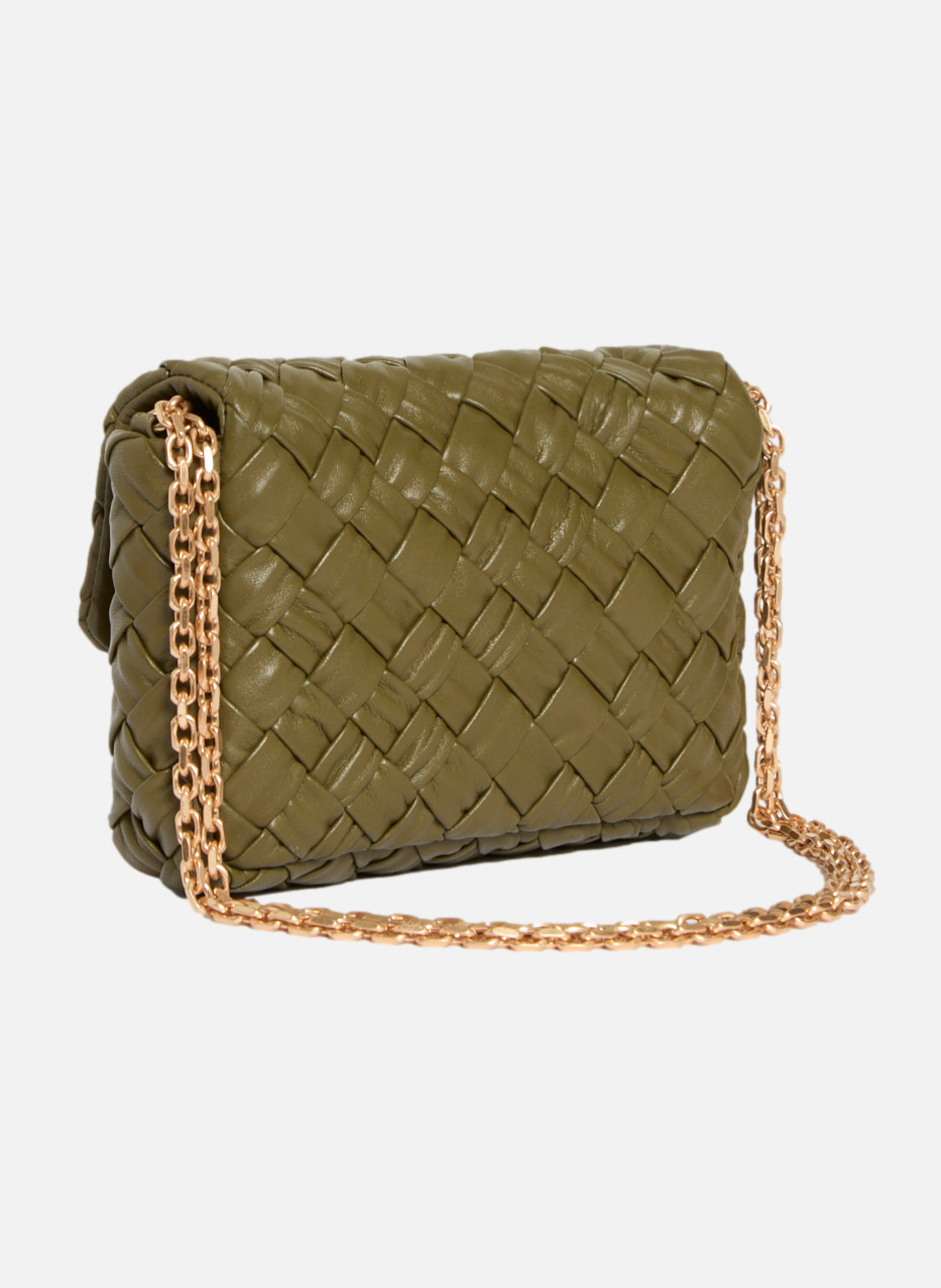 Moyen sac moon en cuir tressé VANESSA BRUNO Vert